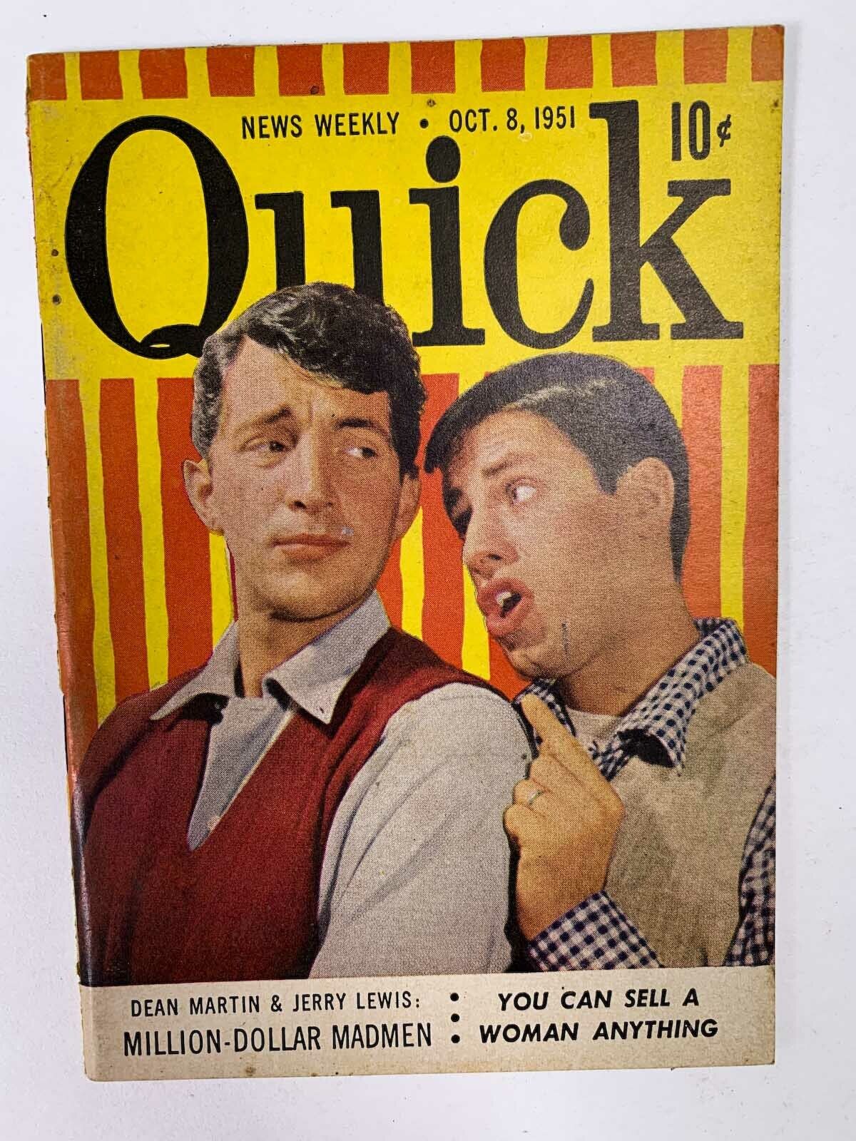 Quick News Weekly Magazine October 8 1951 cover Dean Martin Jerry Lewis