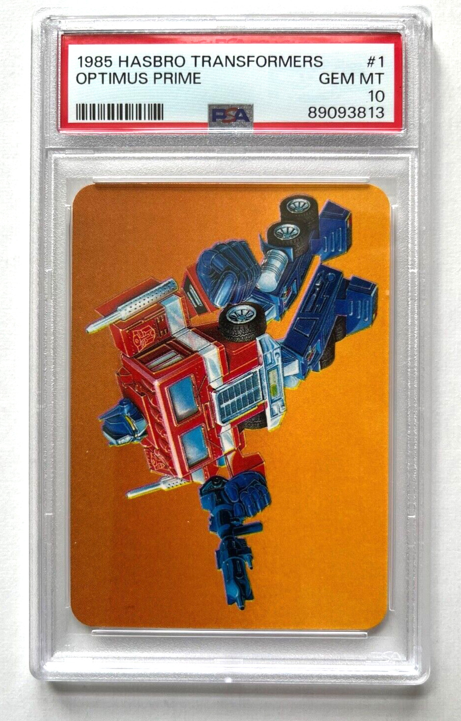 PSA 10  - 1985 Hasbro Transformers Card # 1 Optimus Prime  Rookie Card - POP  11