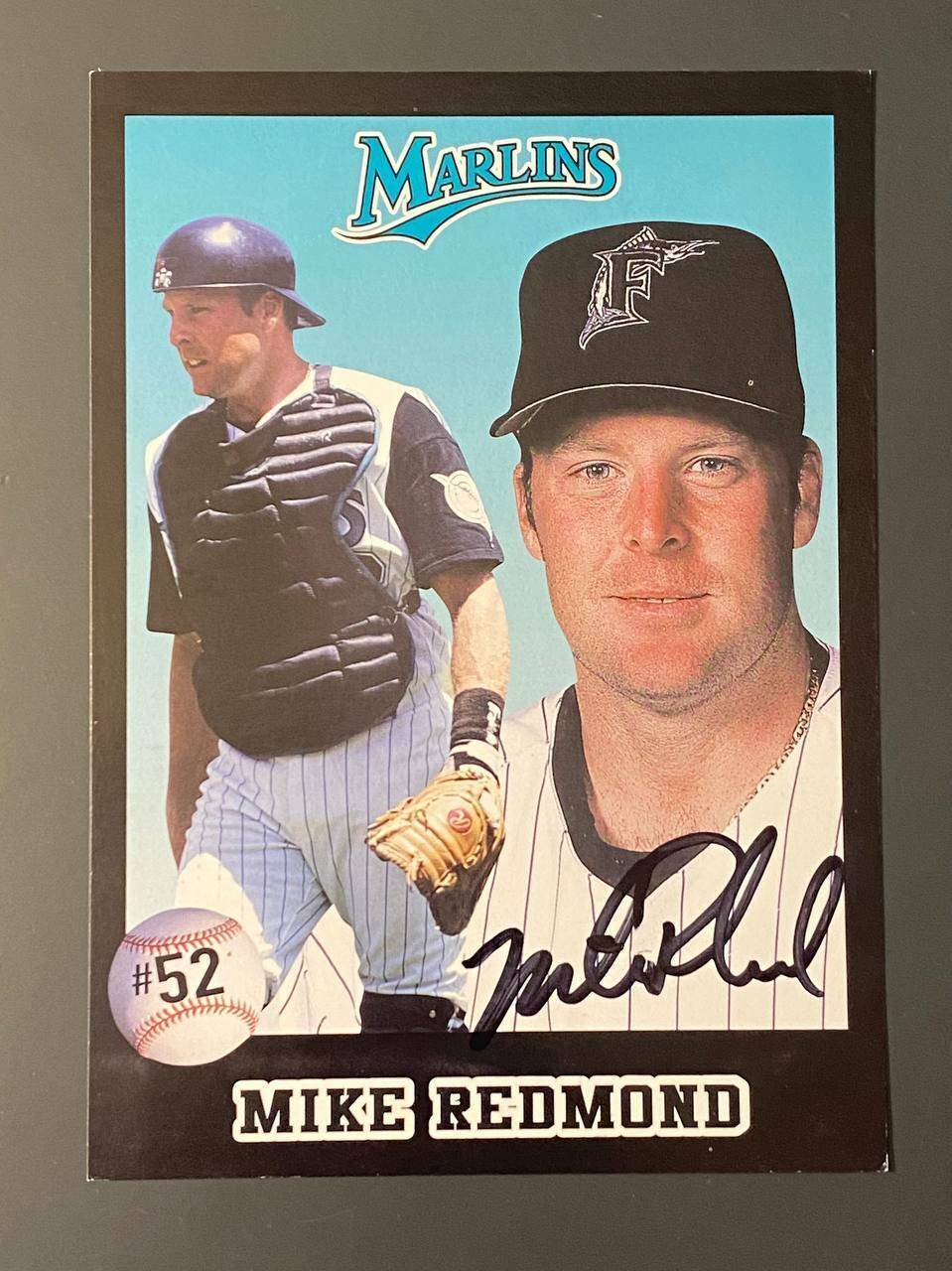 Mike Redmond Autographed Florida Marlins Jumbo Card
