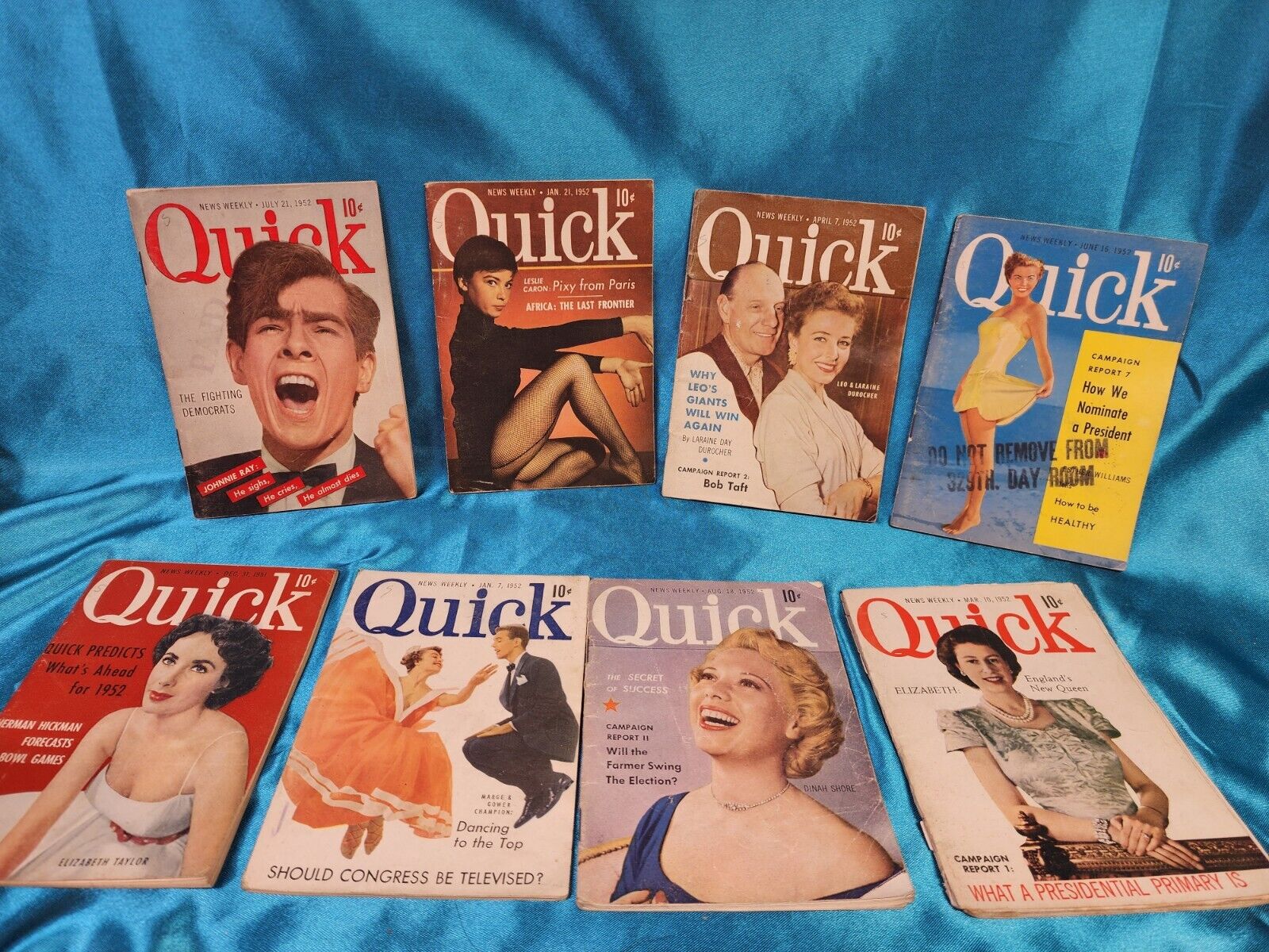 Quick News Weekly Magazine lot 1950s Johnnie Ray Fighting Democrats lot of 8 