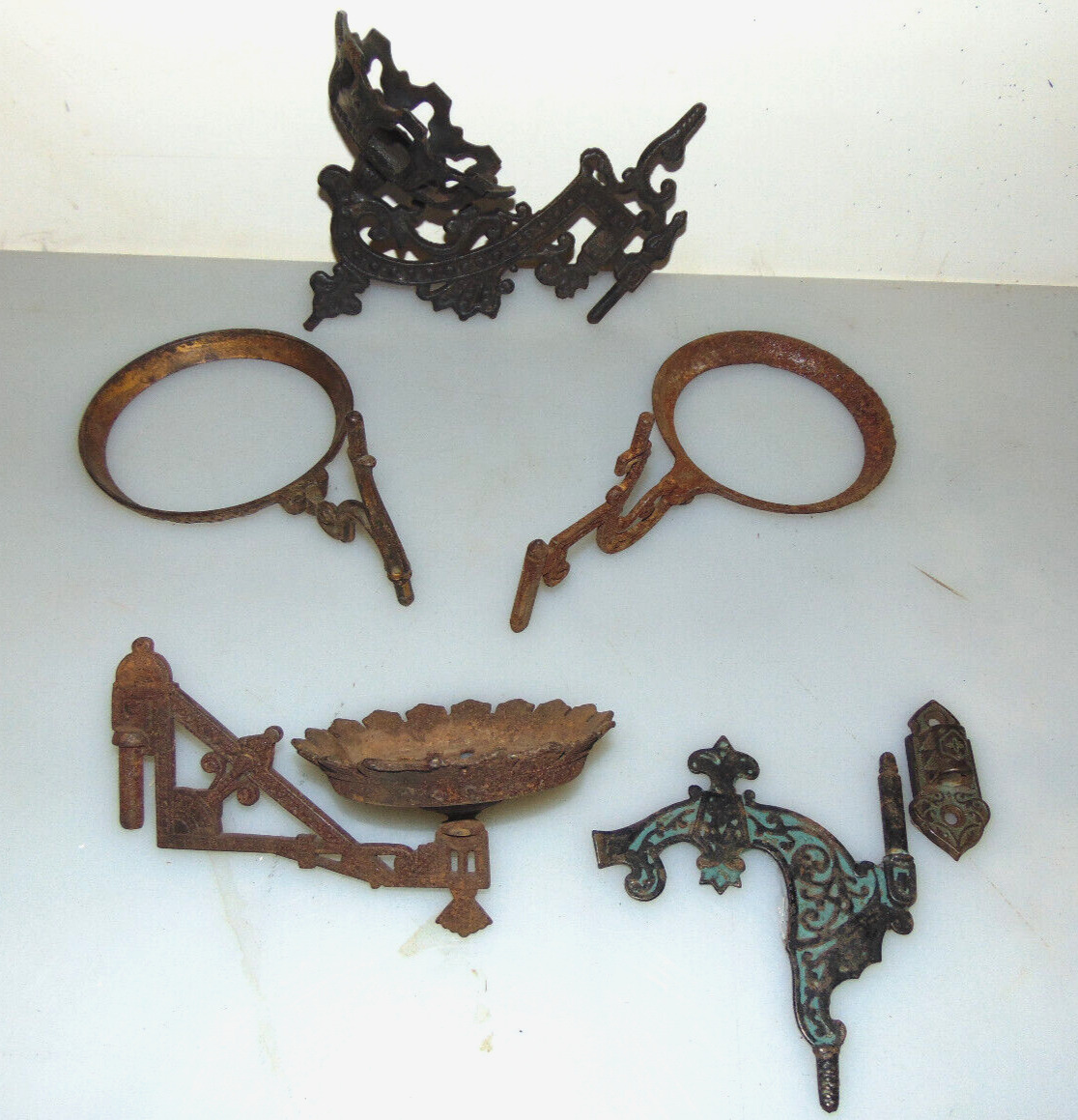Antique Old Oil Lamp Wall Sconce Bracket Parts