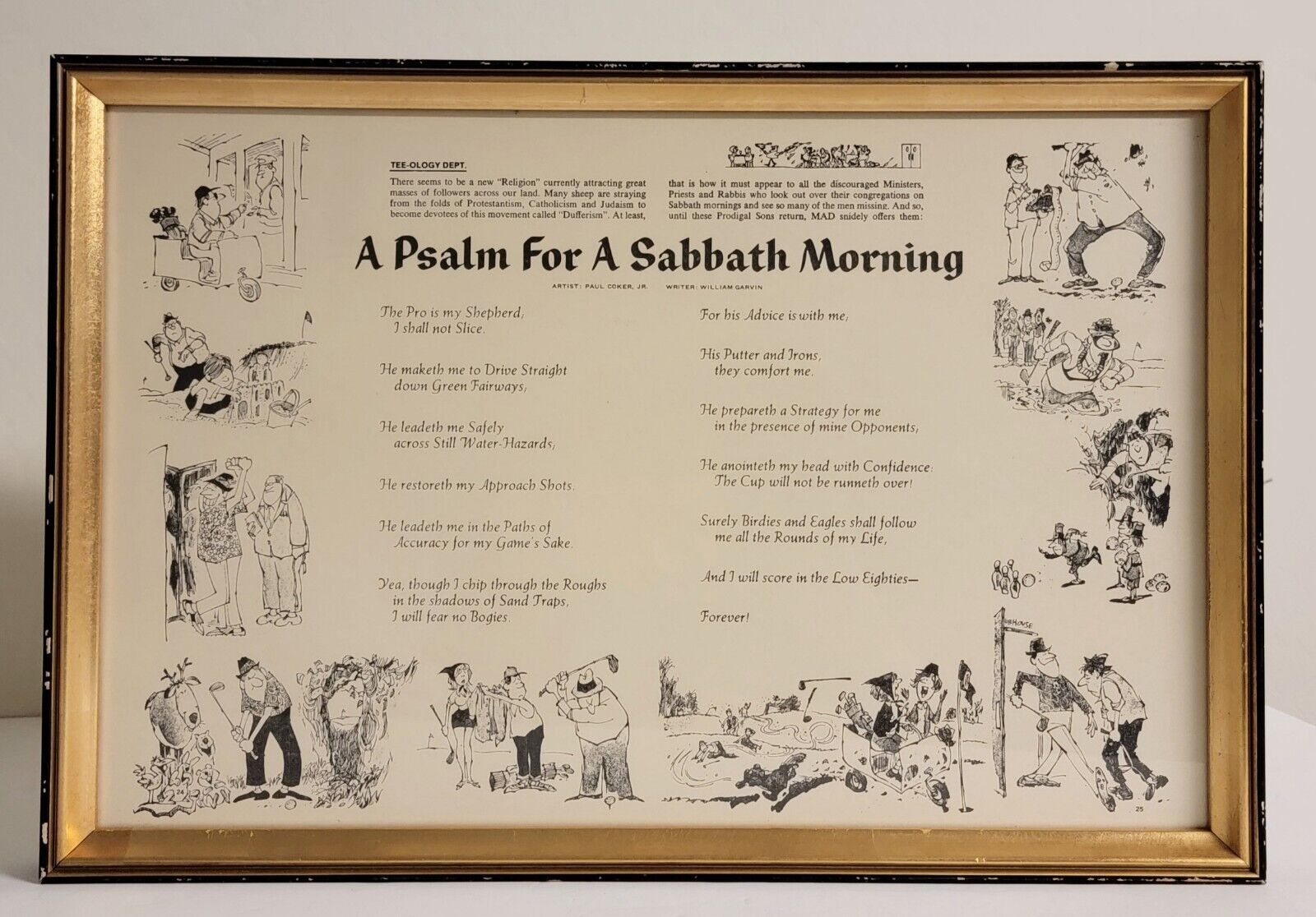 1967 Mad Magazine golf poster A Psalm for a Sabbath Morning Paul Coker Jr. rare