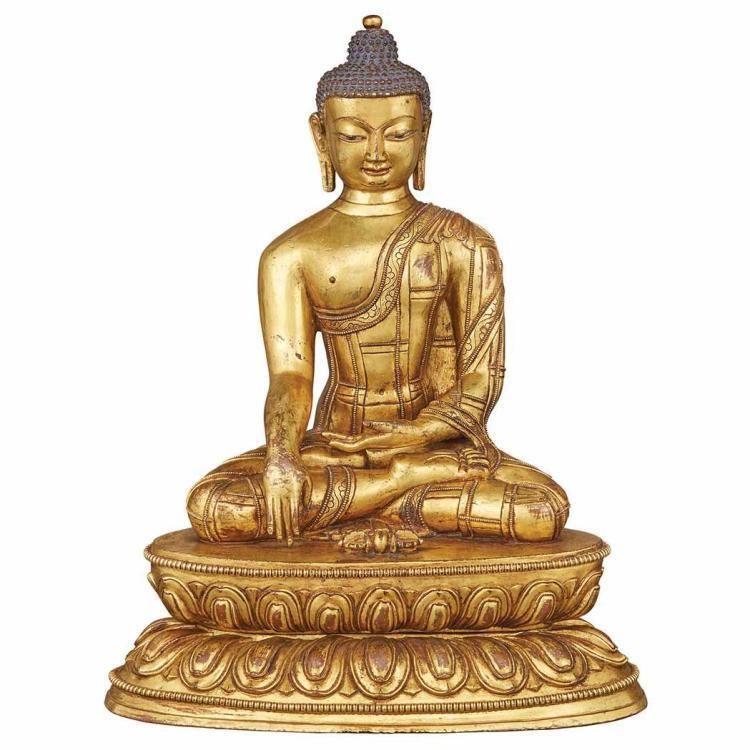 Sino-Tibetan Gilt-Bronze Buddha Lot 42