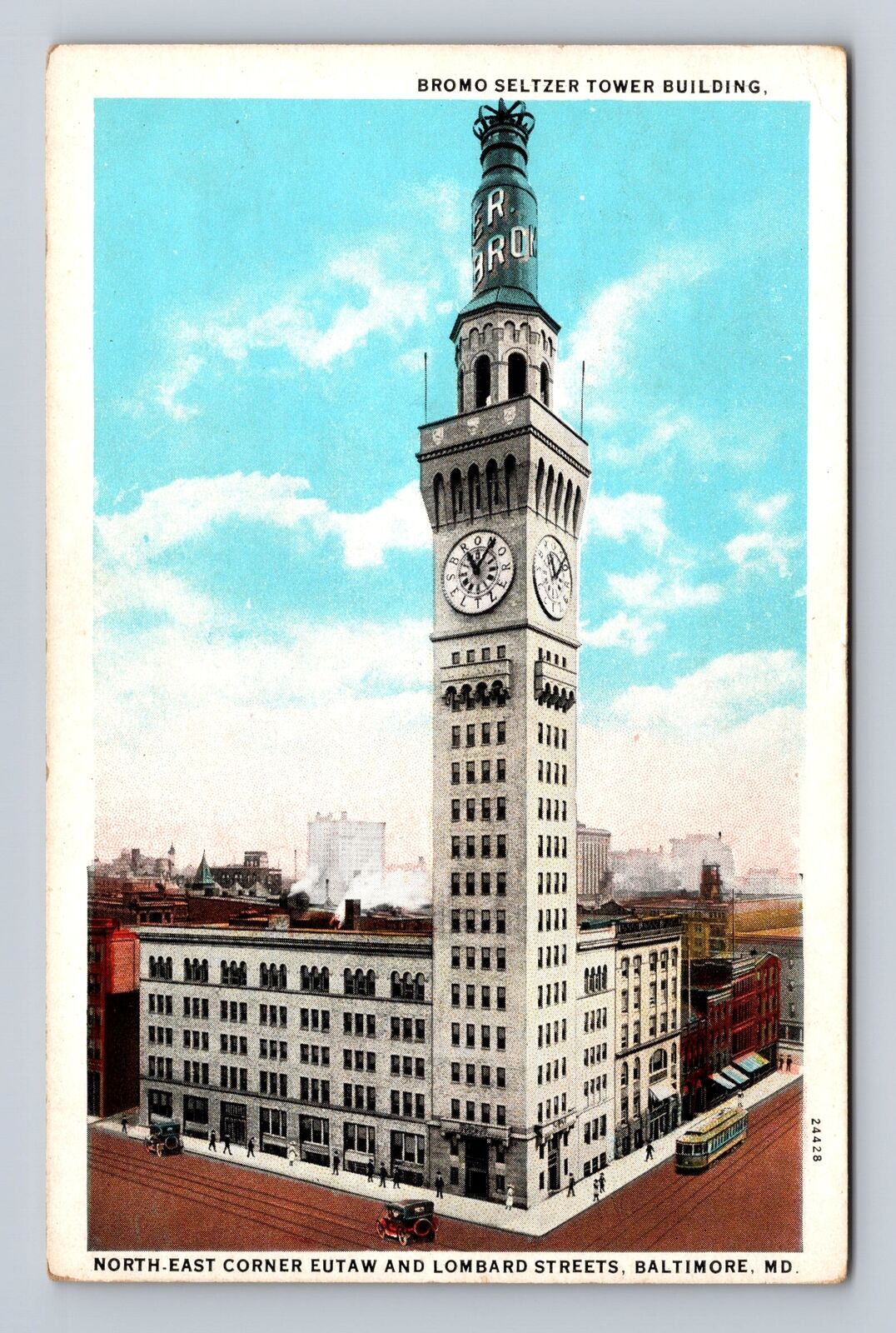 Baltimore MD- Maryland, Bromo Seltzer Tower Building, Antique, Vintage Postcard
