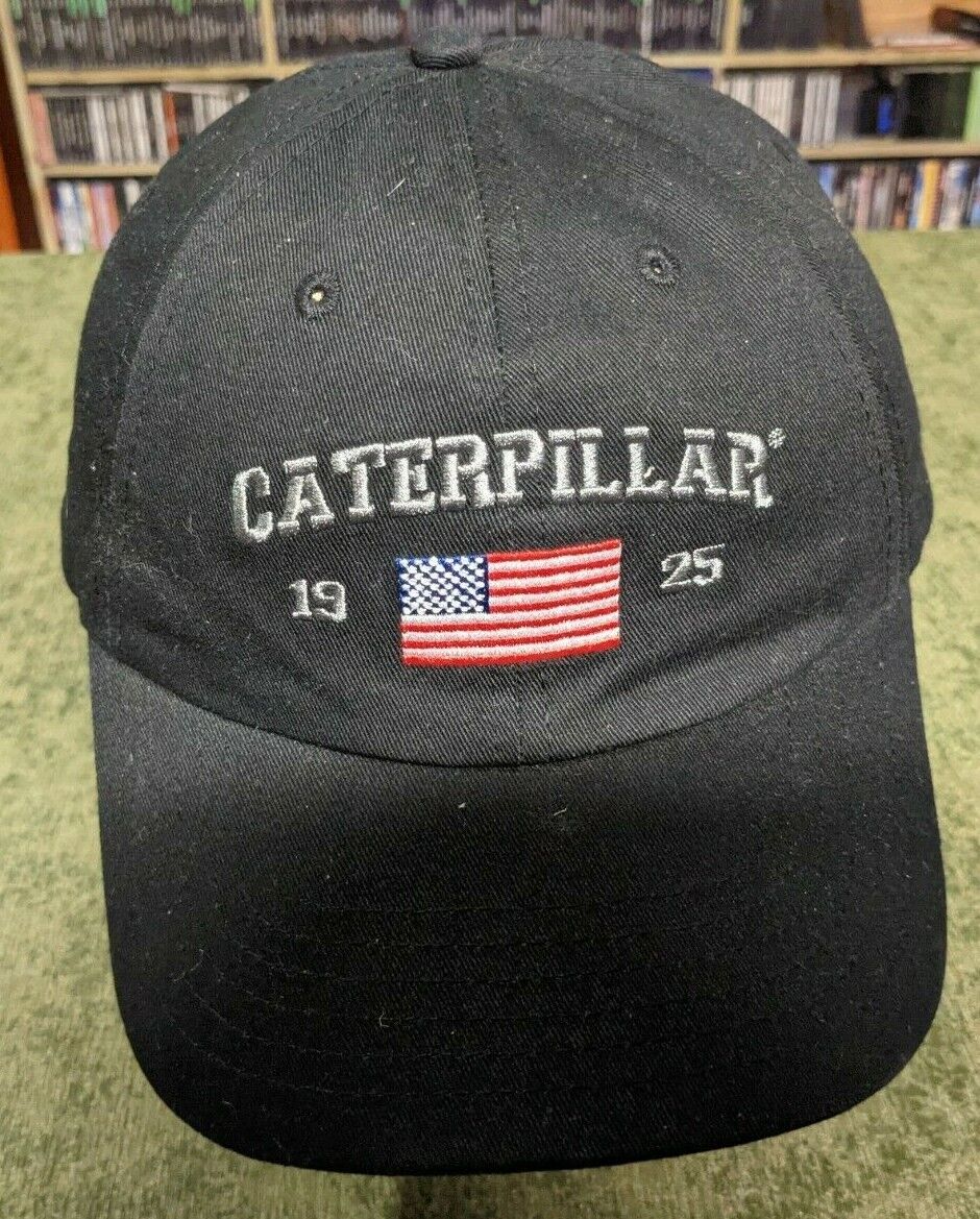 Cat Caterpillar Inc. EST 1925 Official Adjustable  Black / USA Flag Cap, Hat