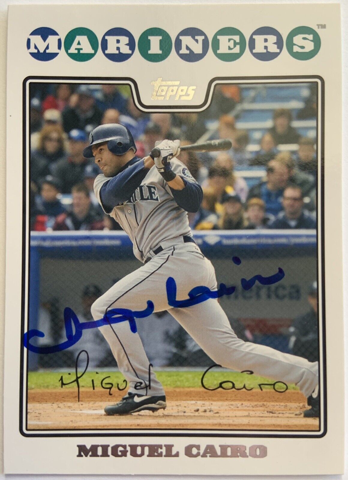 Miguel Cairo Seattle Mariners Autographed 2008 Topps Baseball Card #UH163 COA