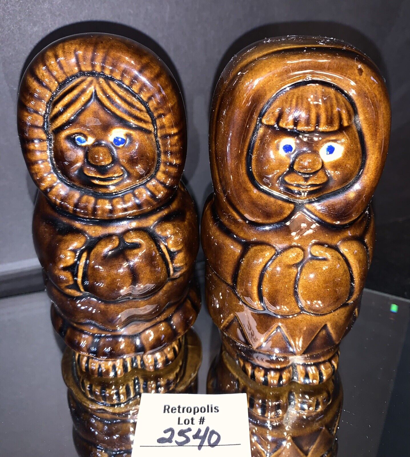 Vtg Ceramic Inuit Eskimo Couple Figurines