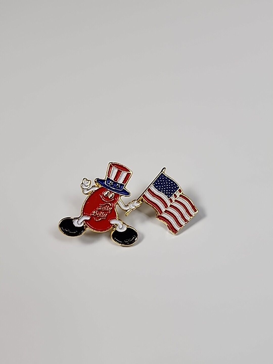 Jelly Belly Mascot Lapel Pin Mr Jelly Belly With American Flag*