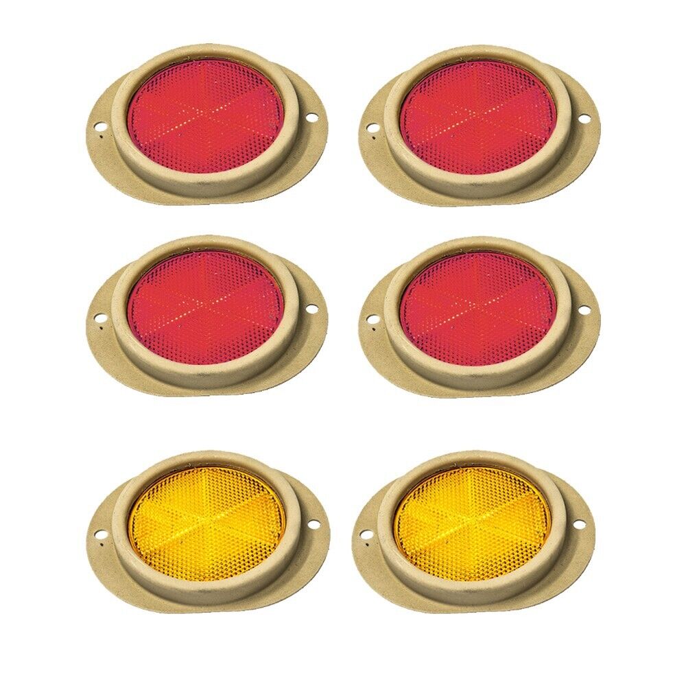 6pc TAN Reflector Kit (4 Red / 2 Yellow) for Humvee All Military Wheeled Vehicle