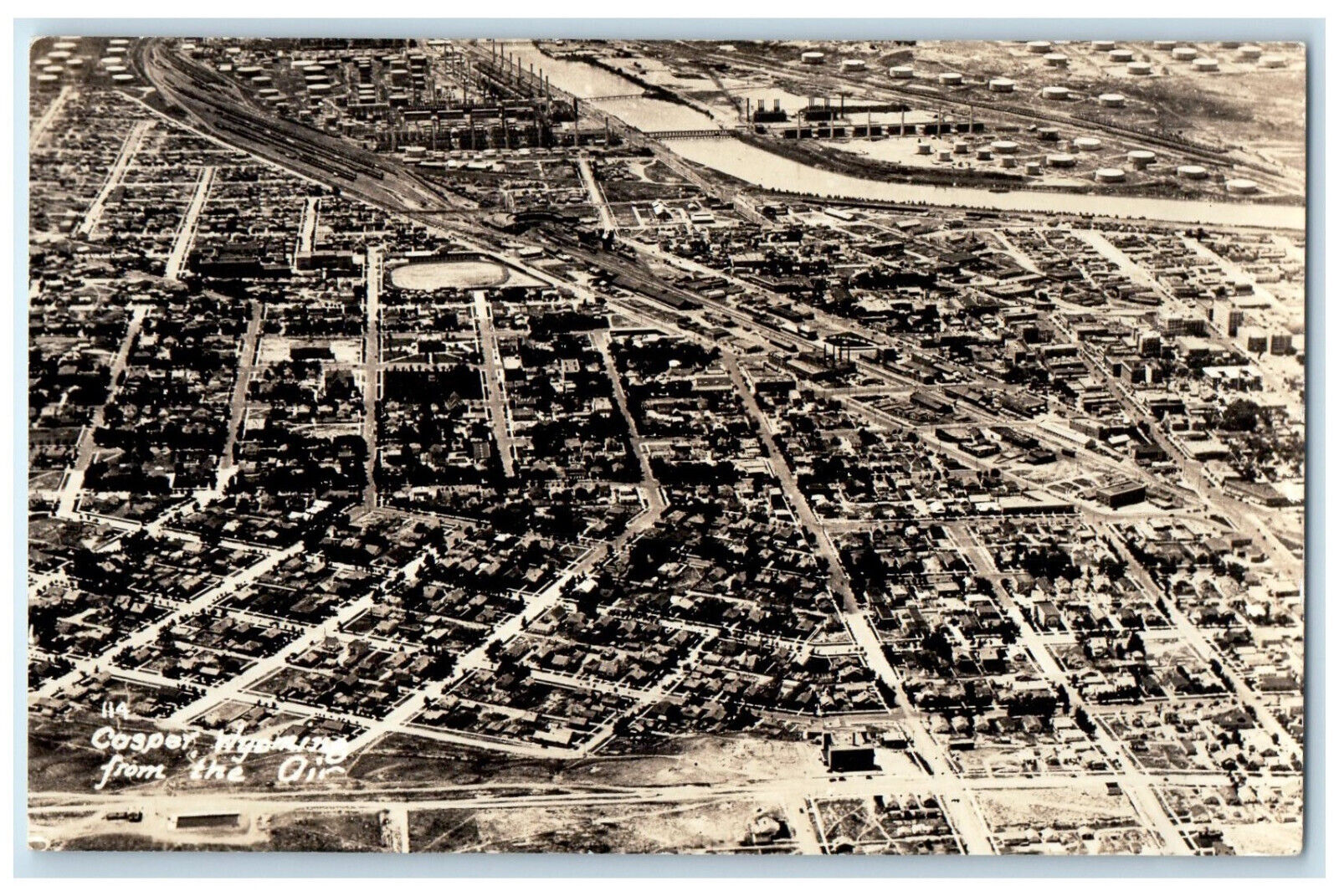 Casper Wyoming WY RPPC Photo Postcard Aerial View c1910 Unposted Antique
