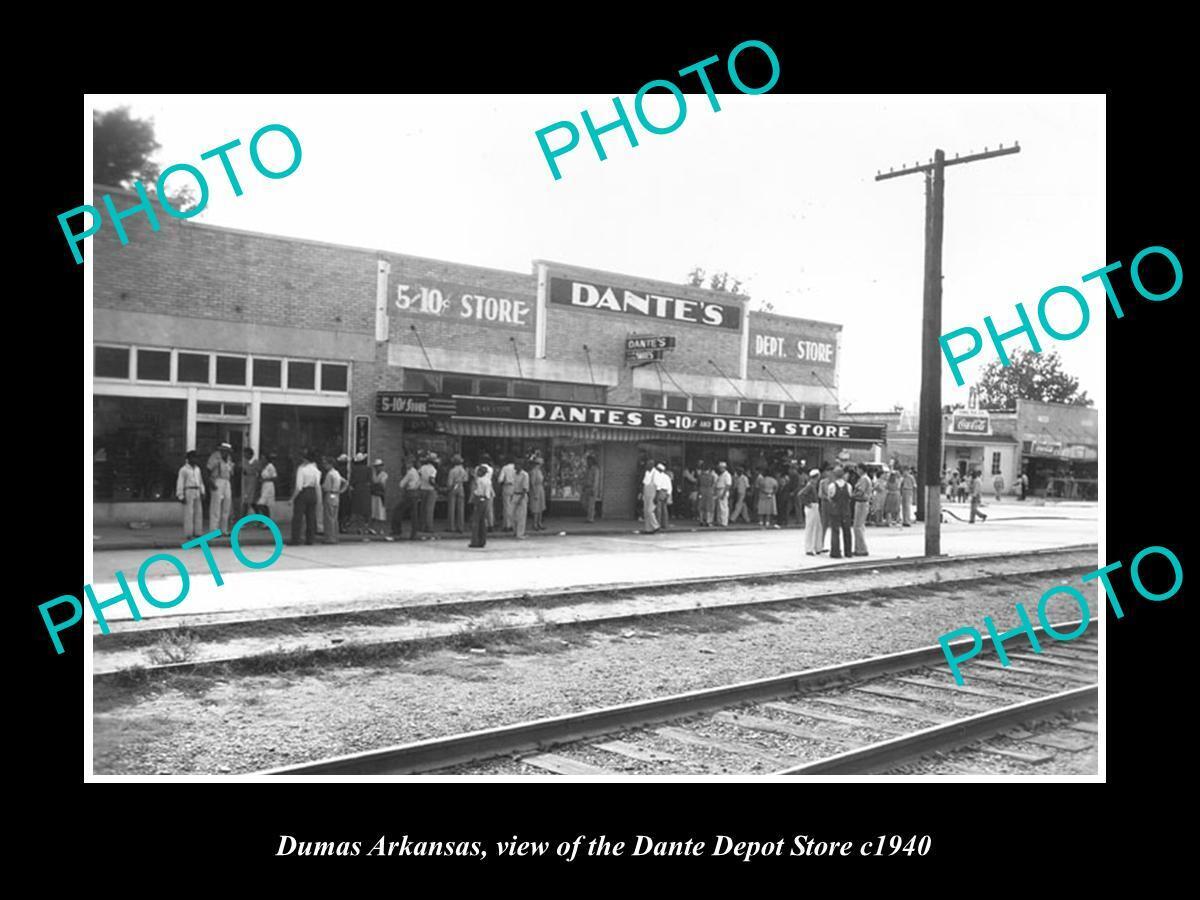 OLD LARGE HISTORIC PHOTO OF DUMAS ARKANSAS VIEW OF THE DANTE DEPOT STORE c1940