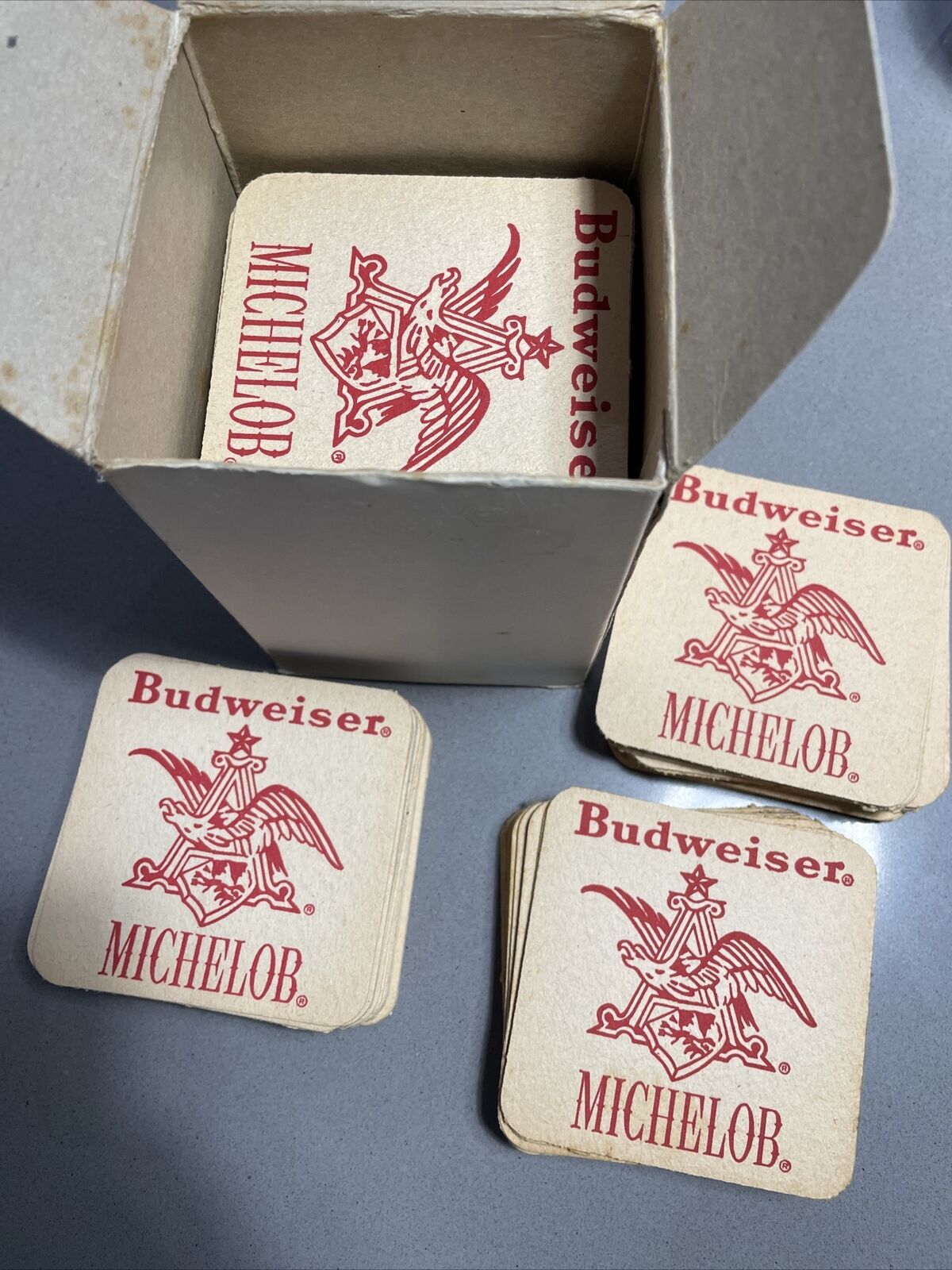 Lot Of 75 Michelob Budweiser Beer Card Coasters Vintage 1980s Red Lettering