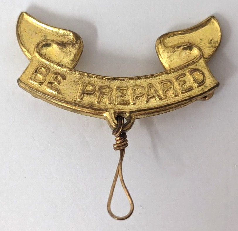 Vintage BSA Boy Scouts Be Prepared Motto Gold Tone Metal Lapel Pin Pinback A24