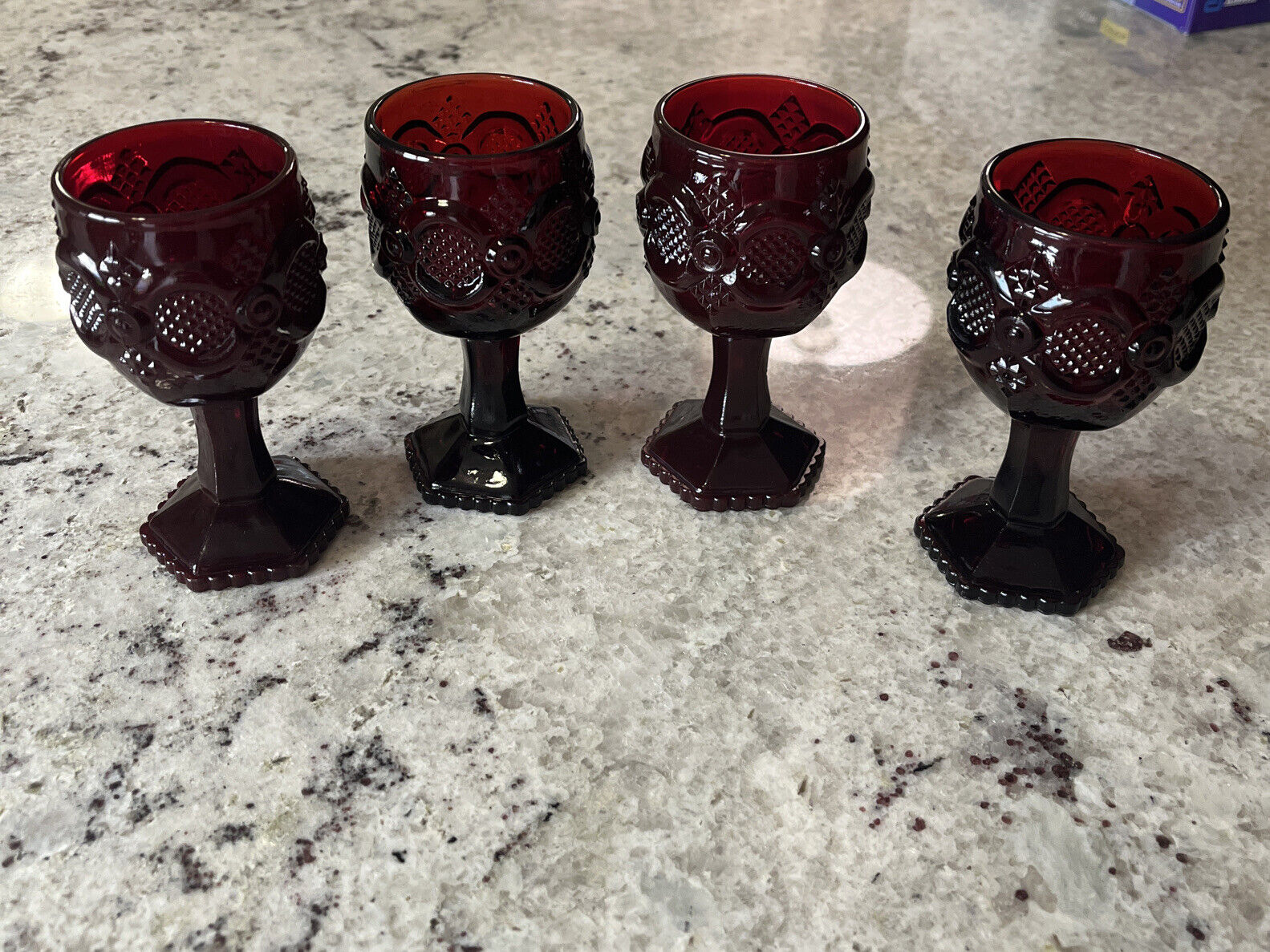 Vintage Set Of Ruby Red Go Lets Avon Small Lot Of 4 Great For Candles Halloween