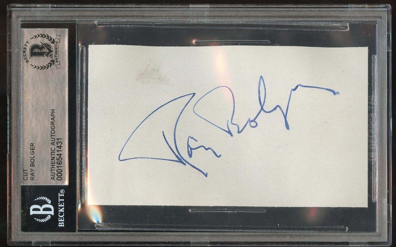 Ray Bolger d1987 signed autograph auto 2x4 cut American Actor BAS Slabbed