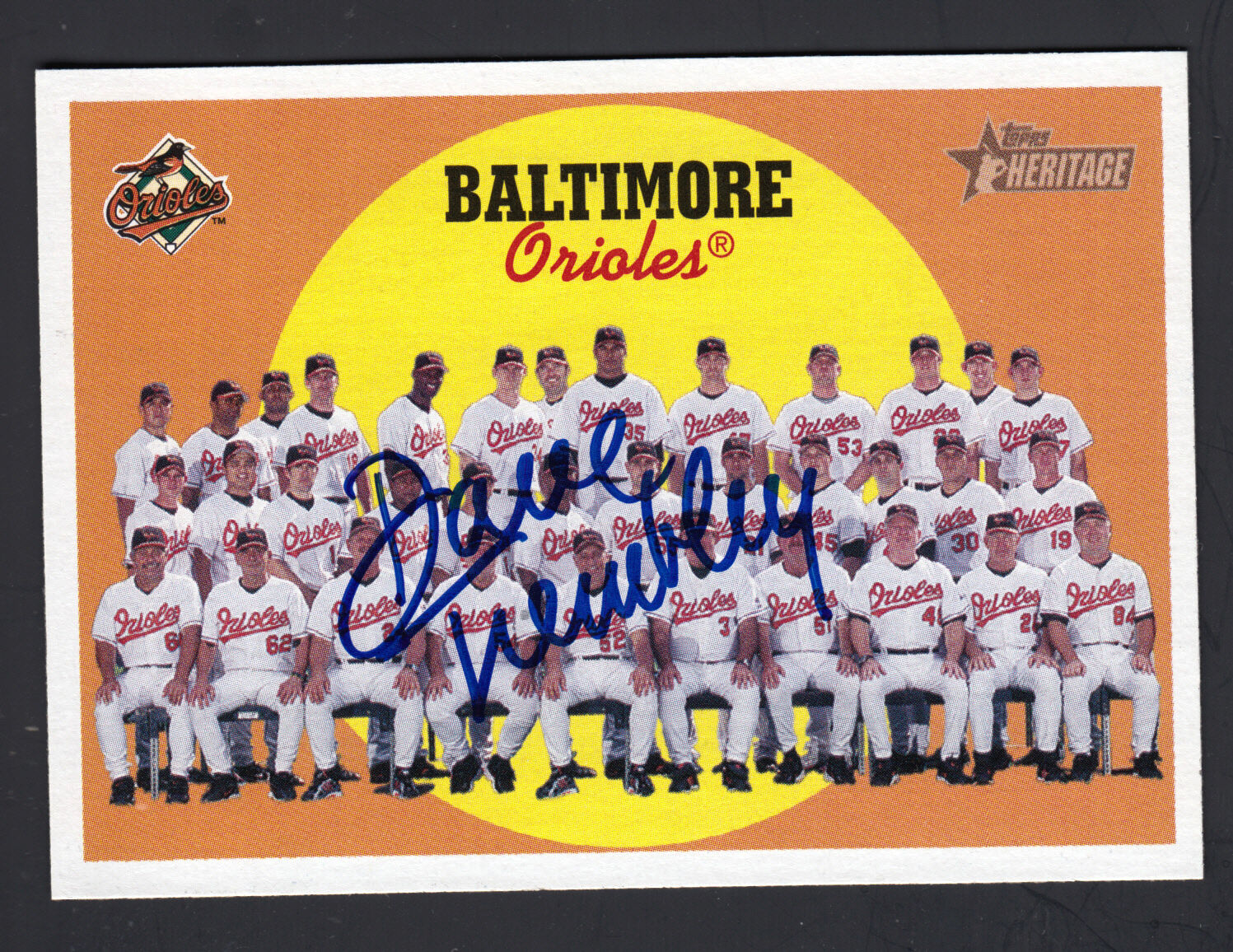 Dave Trembley Autographed 2008 Topps Heritage Orioles Team Card #48