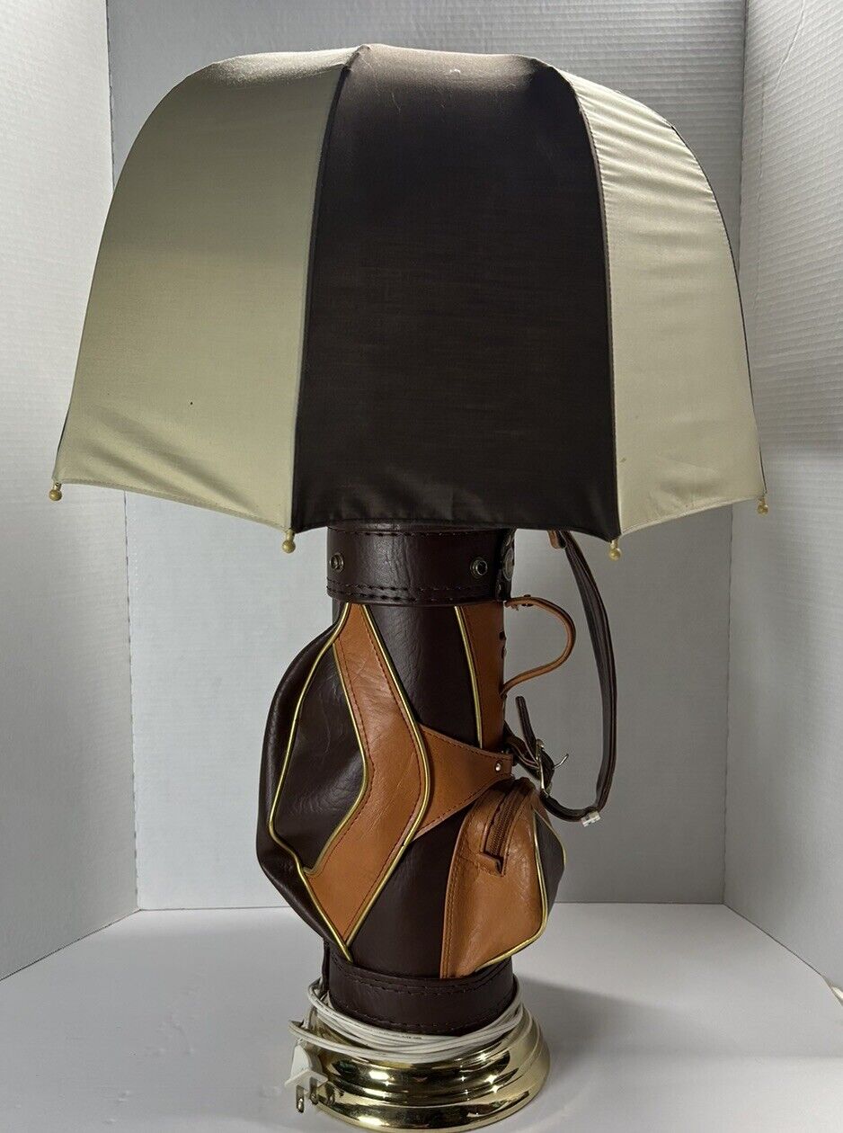 Vintage Golf Club Bag Table Lamp Umbrella Shade Golf Ball  ( Fathers Day )