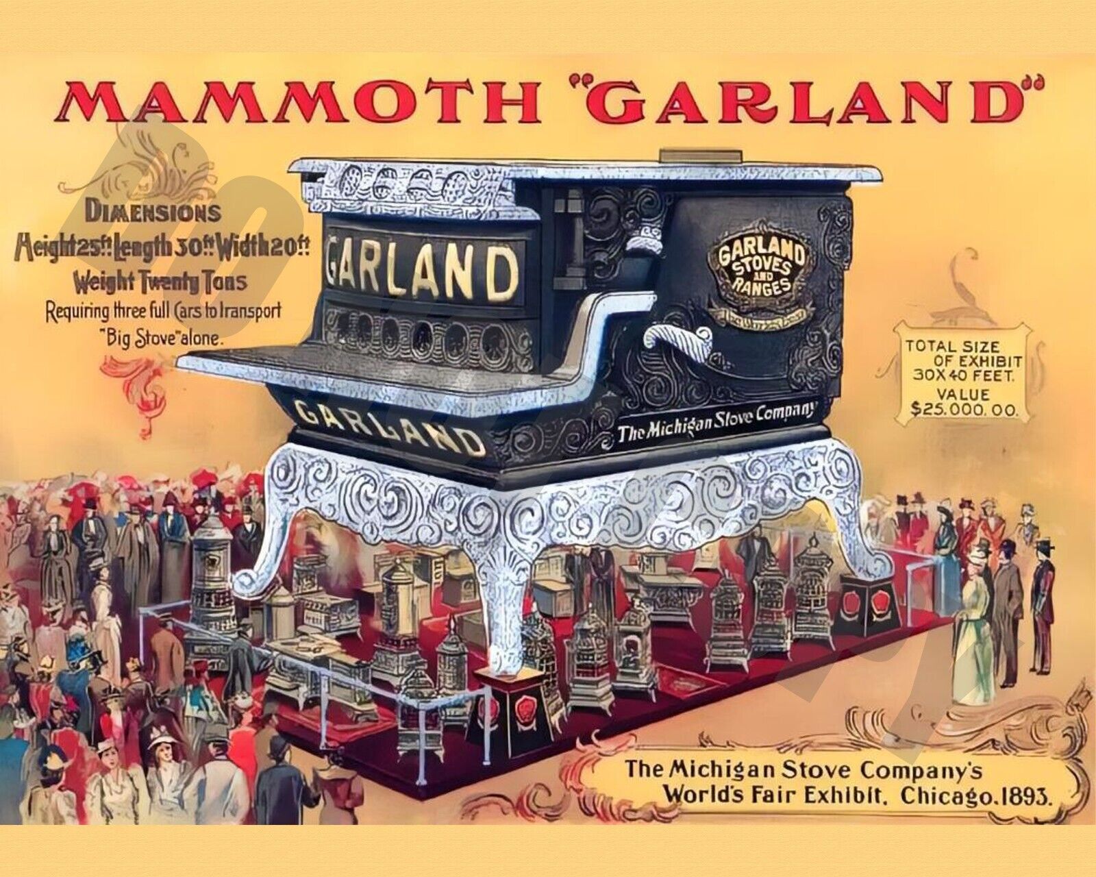 1893 Michigan Stove Company Garland Chicago World Fair Exhibit Ad 8x10 Photo