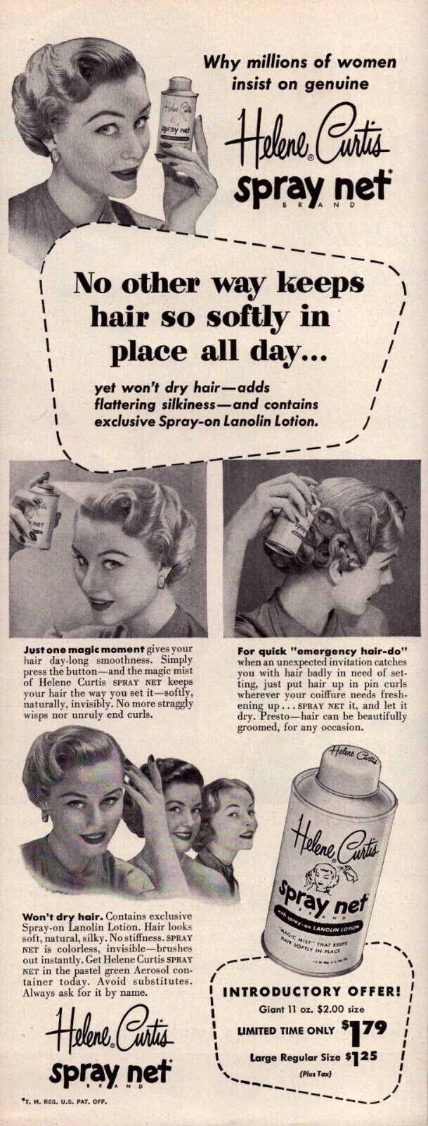 Helene Curtis Spray Net Hairspray Magic Moment 1953 Vintage Print Ad-C-2.1