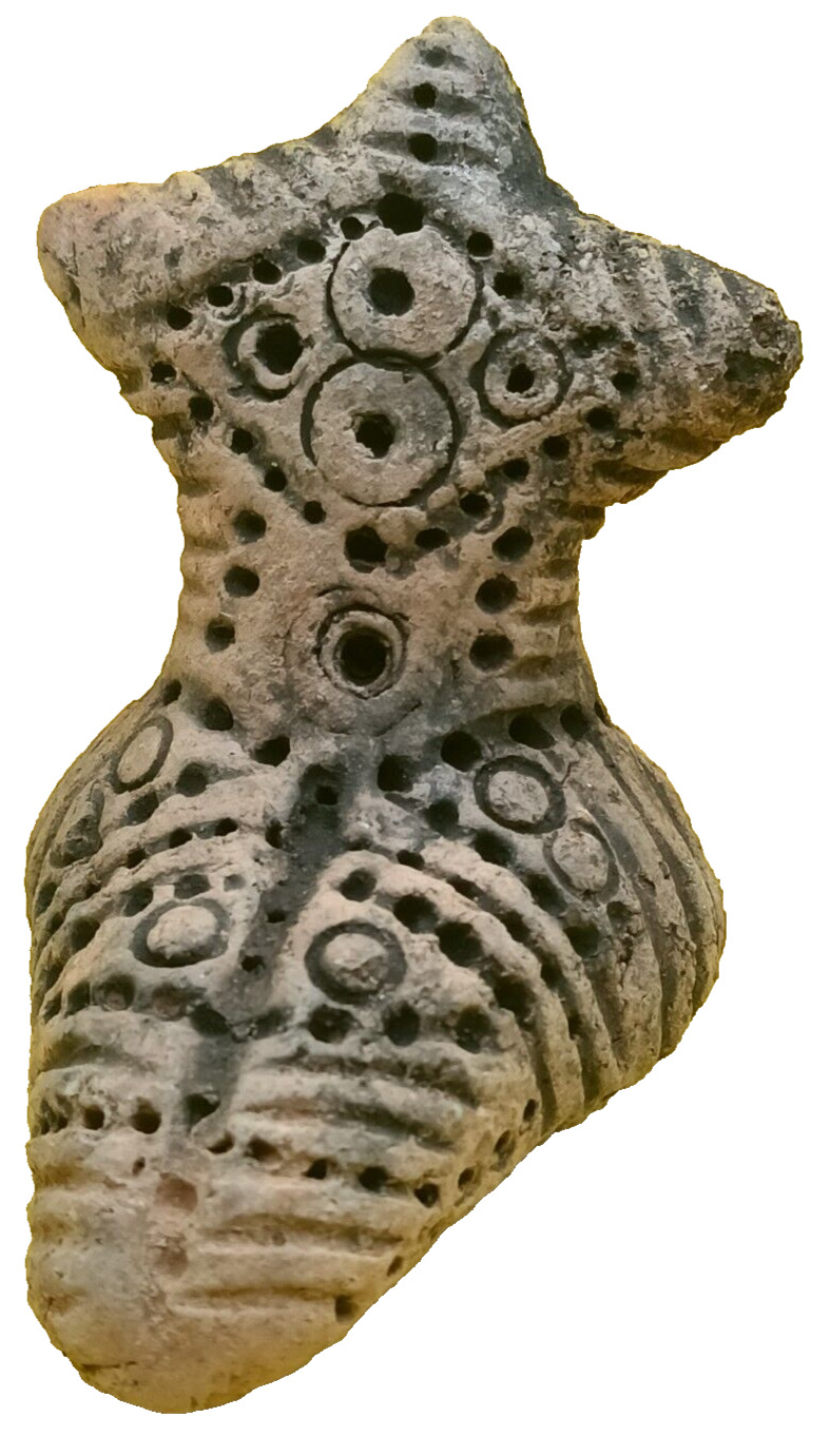 antique ceramic goddess of fertility Ornament Trypillia culture 5400 and 2750 BC
