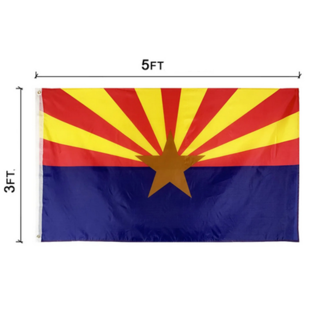 Arizona State Flag 3\' x 5\' 2 Sided Brass Rust Free Rings Nylon Fade Resistant