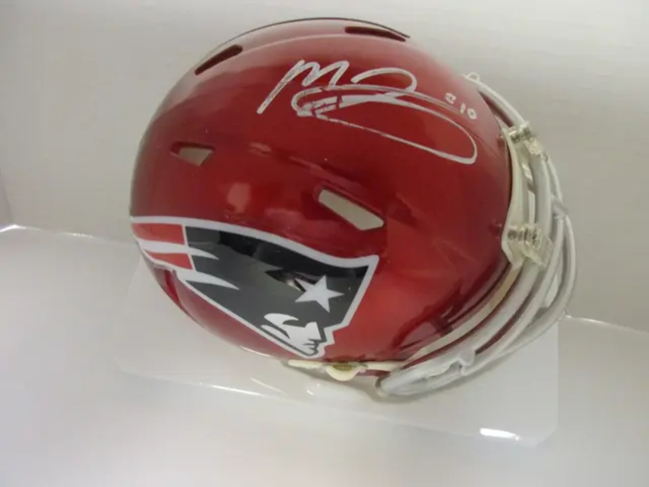 Mac Jones of the New England Patriots signed autographed mini football helmet PA