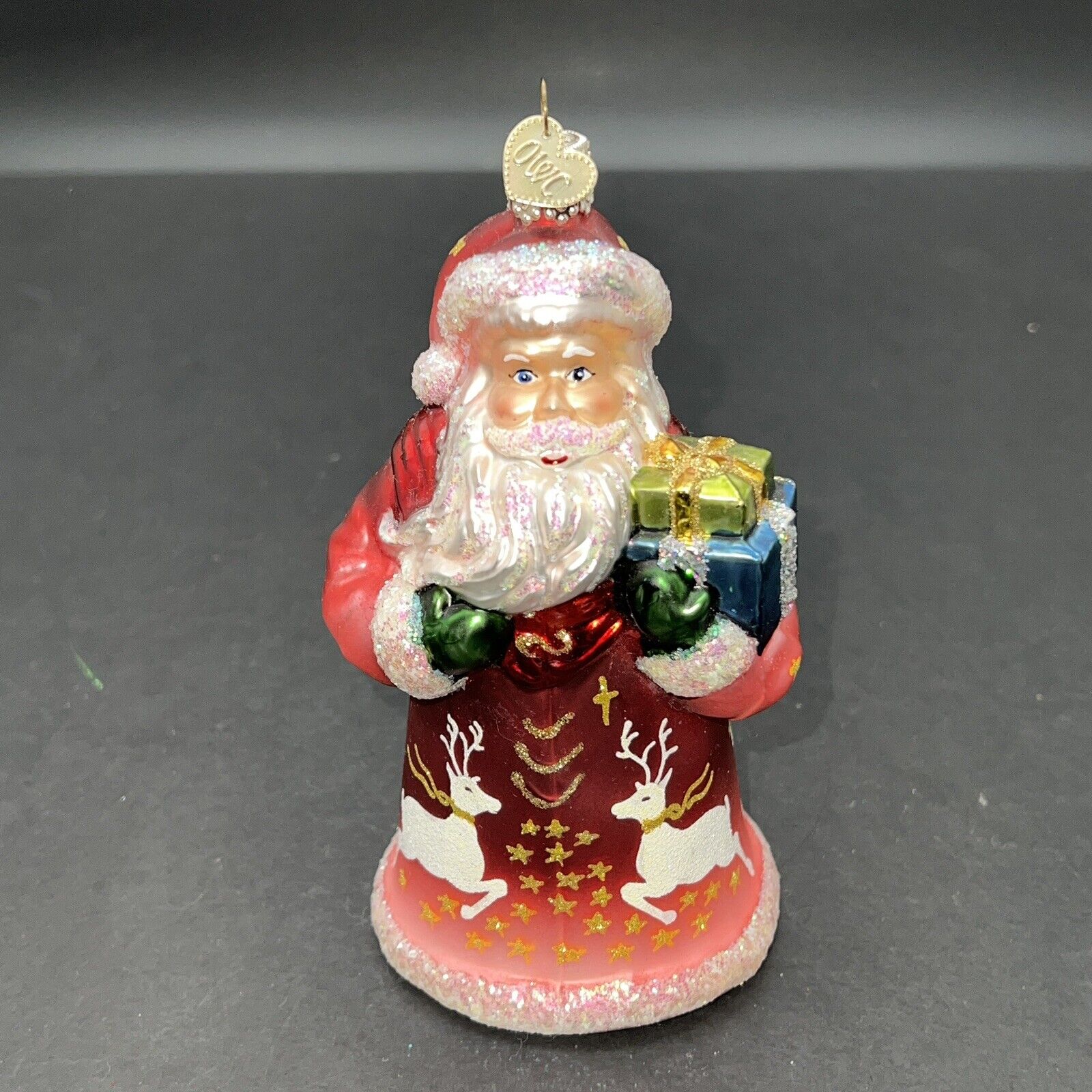Old World Christmas Santa with Moon and Stars Red Robe Glass Ornament 5\