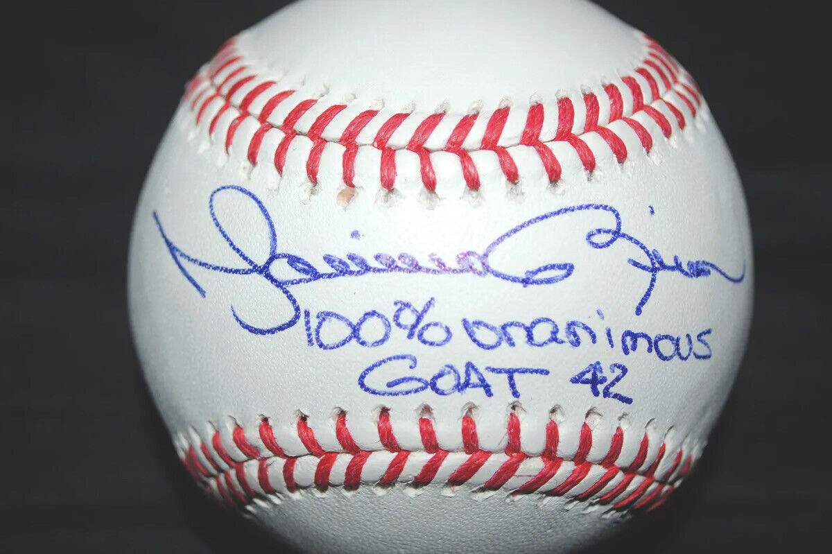 STUNNING MARIANO RIVERA SIGNED OMLB MINT HOF WITH G.O.A.T SCRIPT YANKEES 