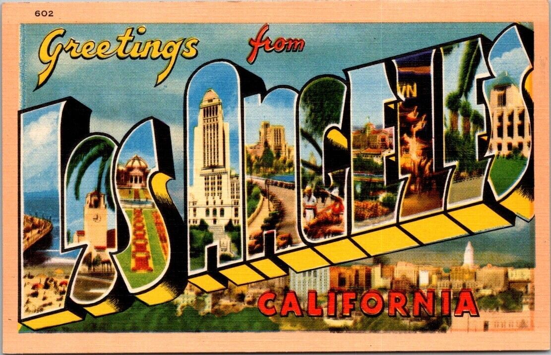 CA LA California Greetings From Los Angeles Large Letter Postcard Unposted