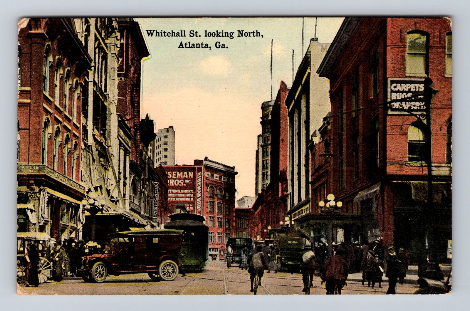 Atlanta GA-Georgia, Whitehall Street Looking North, Antique Vintage Postcard