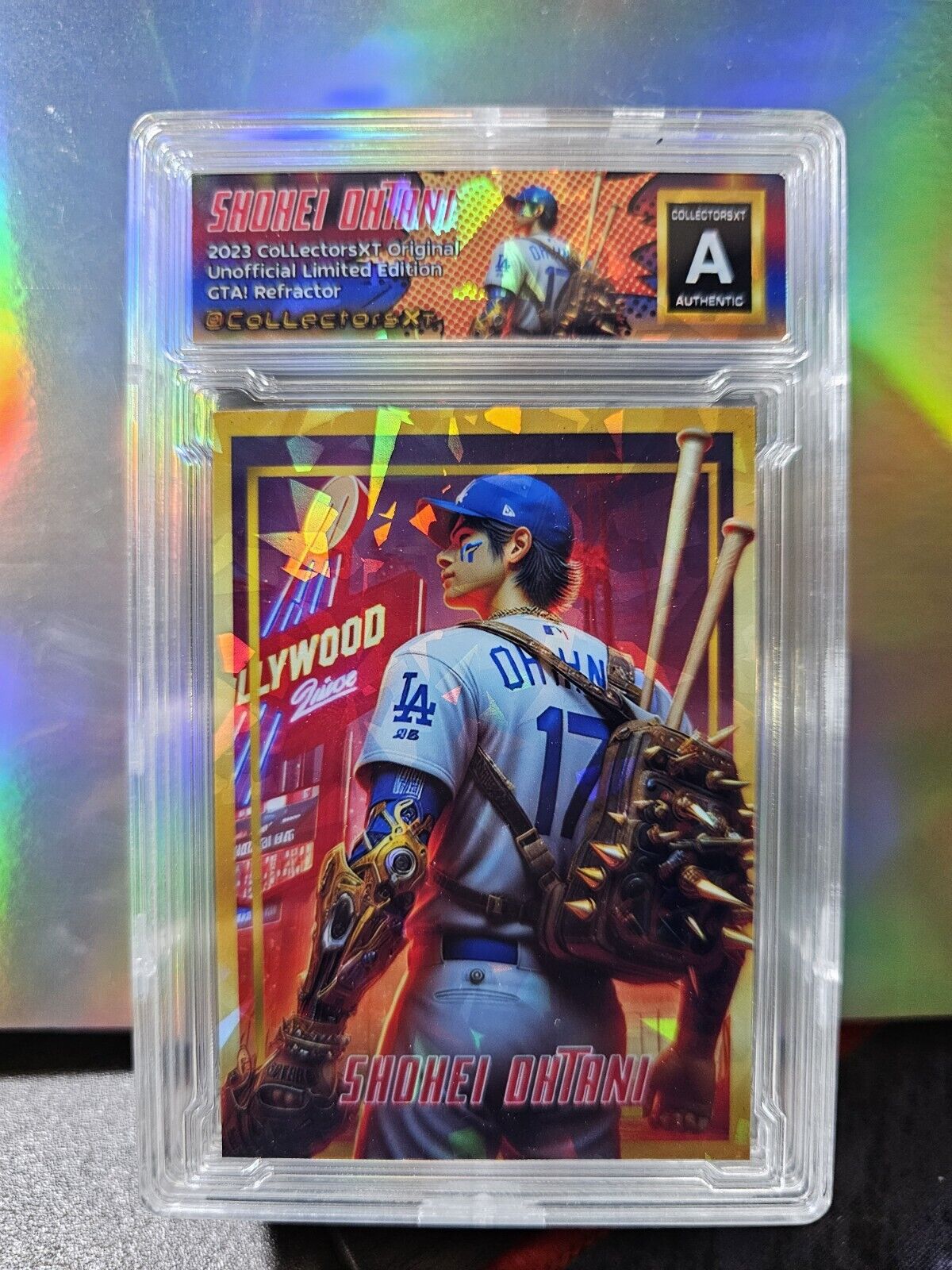 Shohei Ohtani Dodgers Gold Cracked Ice Refractor Limited Edition Custom Card 