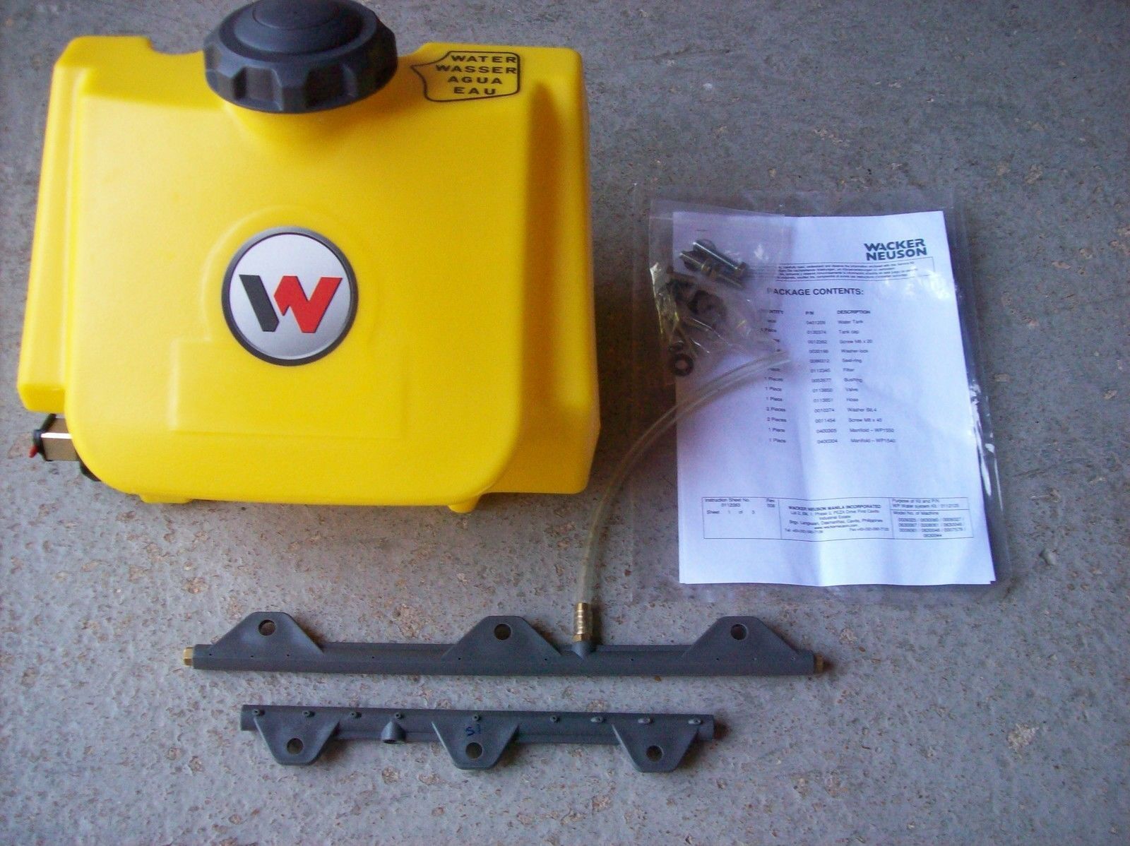 Wacker WP1550 / WP1540 plate tamper compactor water system kit - OEM # 0112125