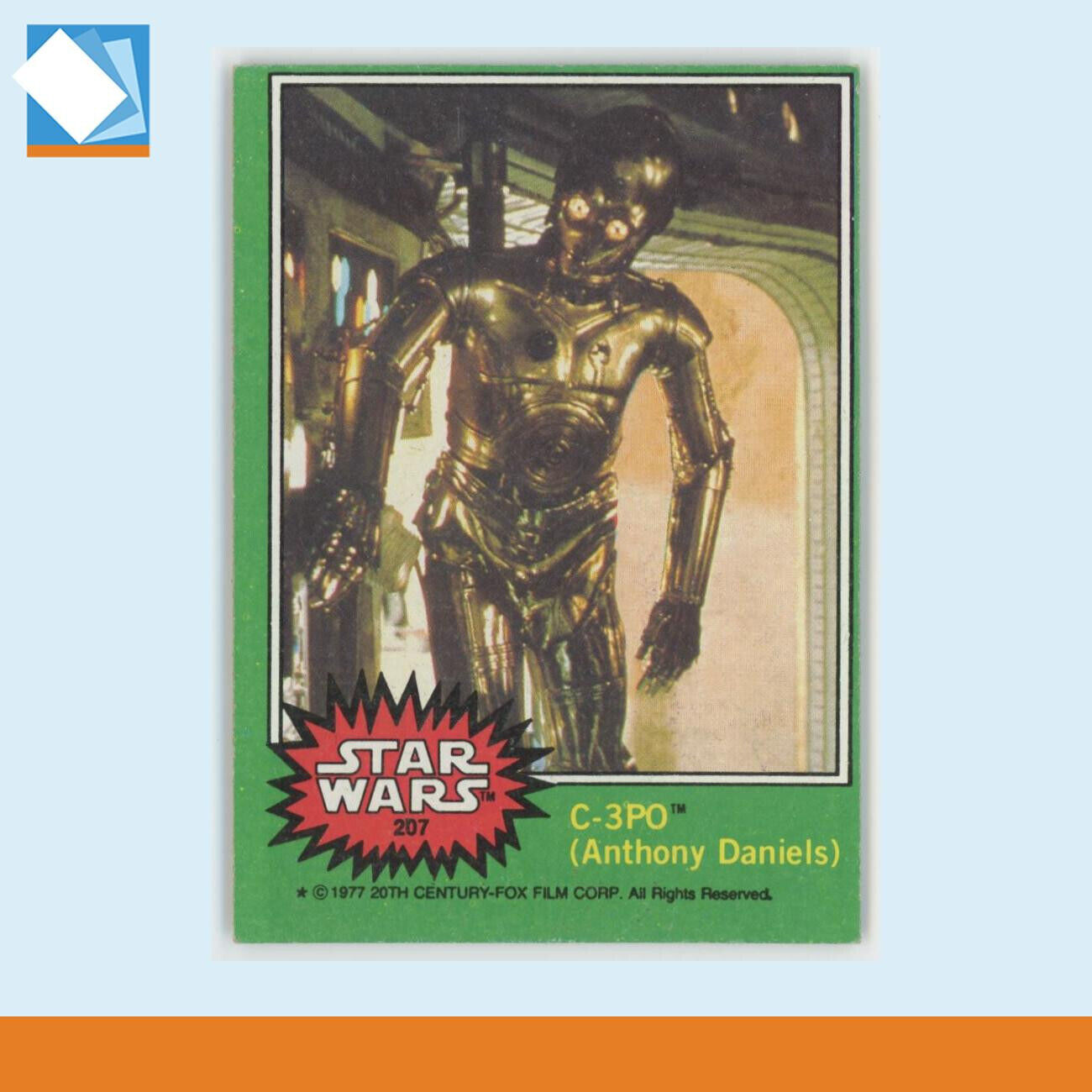 C3PO Corrected Card 1977 Star Wars #207 Vintage Anthony Daniels Off Center
