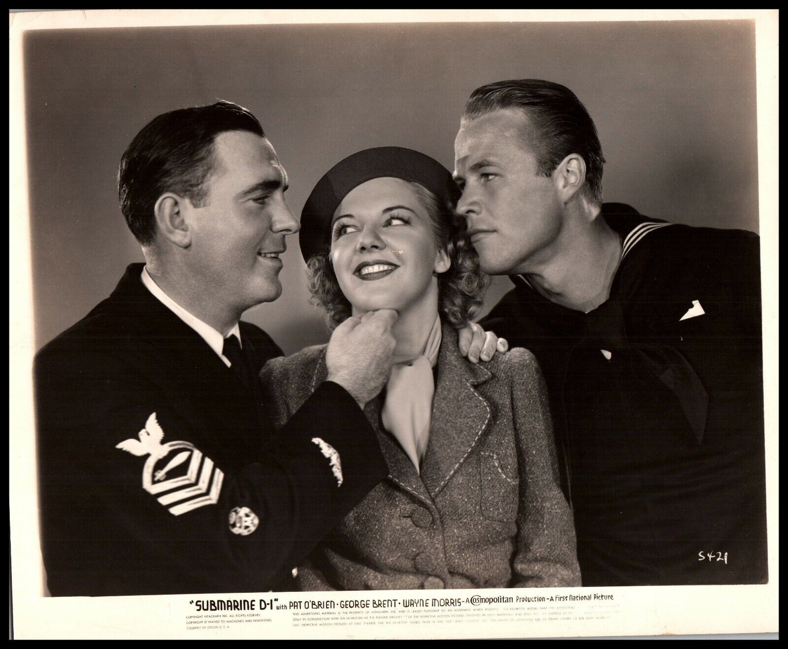 Pat O'Brien + Wayne Morris + Doris Weston in Submarine D-1 (1937) PHOTO M 68