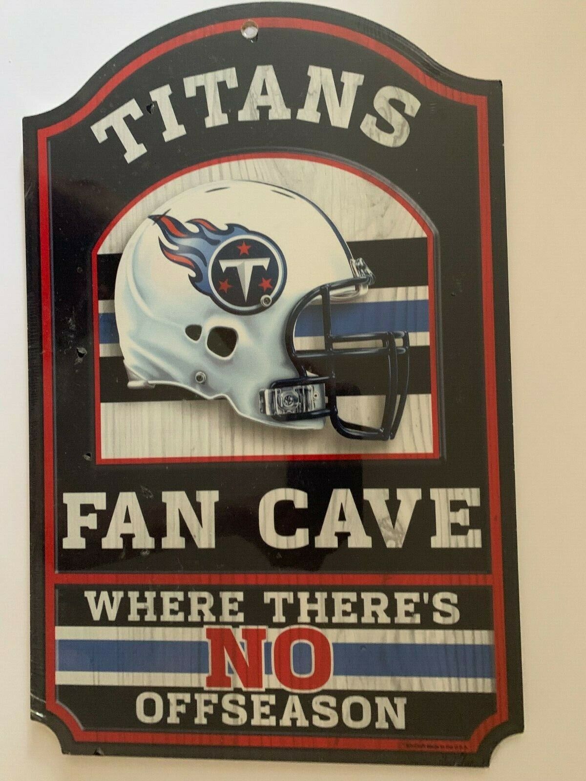 TENNESSEE TITANS FAN CAVE Where There\'s No Offseason Wood Sign 11\