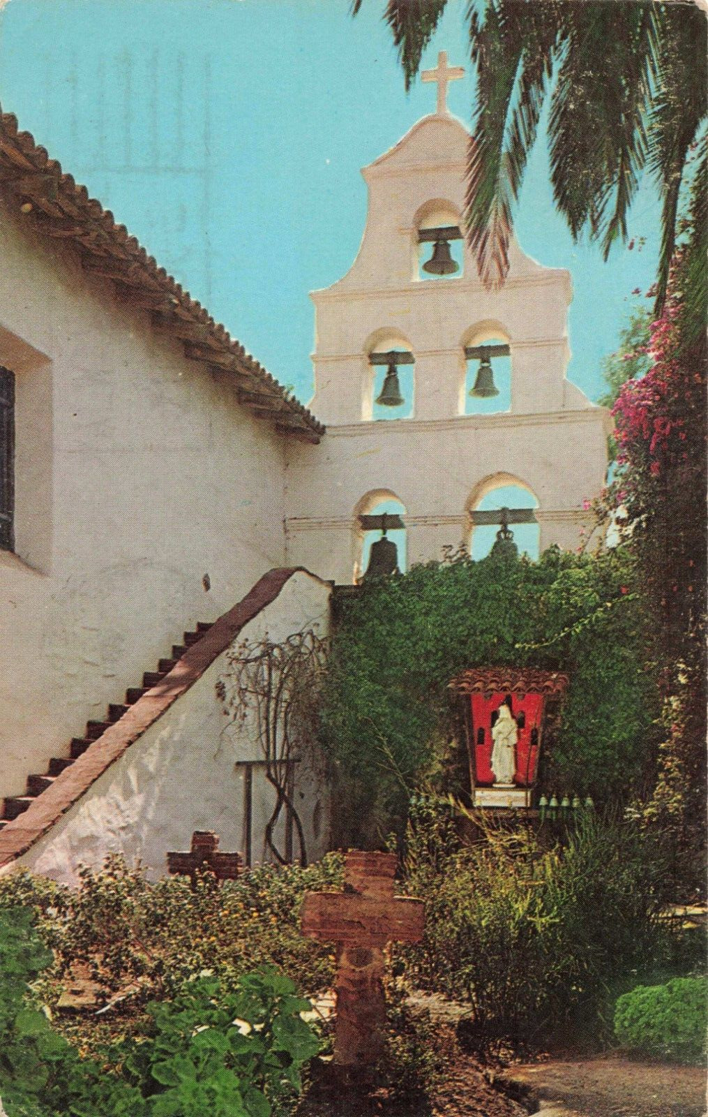 San Diego CA, Mission De Alcala Campanario Bell Tower & Shrine, Vintage Postcard