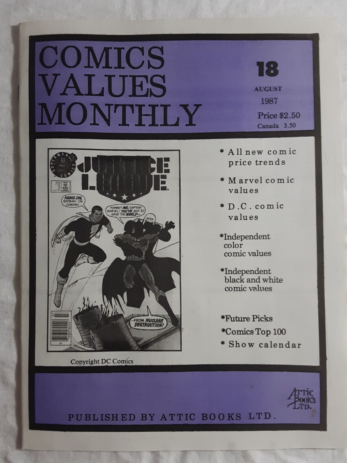 Comics Values Monthly NEW 18 Aug 1987  Justice League 3 cover no ad