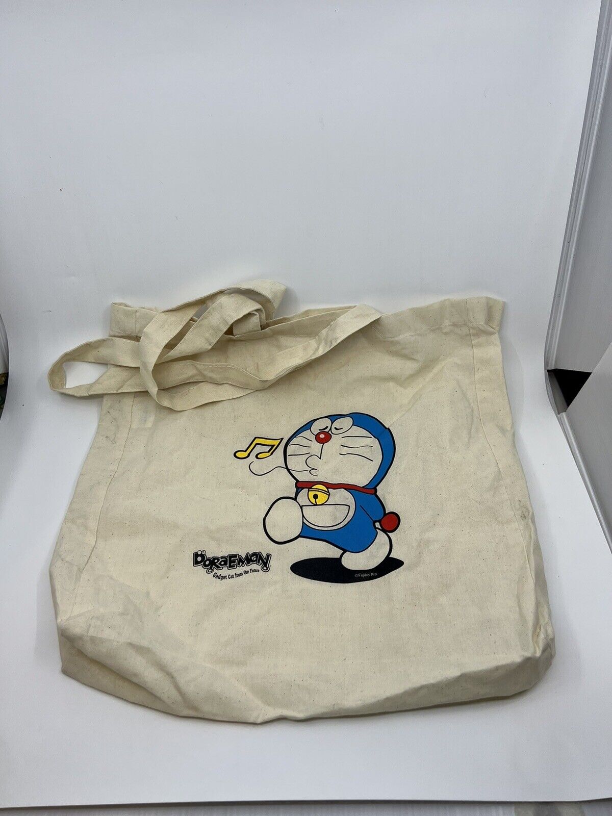 Vintage Doraemon Tote Bag Reusable Canvas Whistling Cat Japan Import