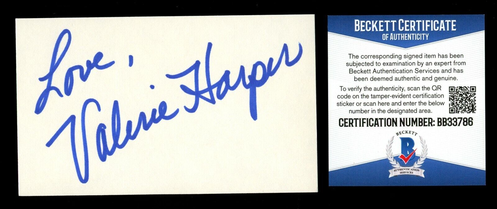 Valerie Harper signed autograph 3x5 card The Mary Tyler Moore Show BAS Certified