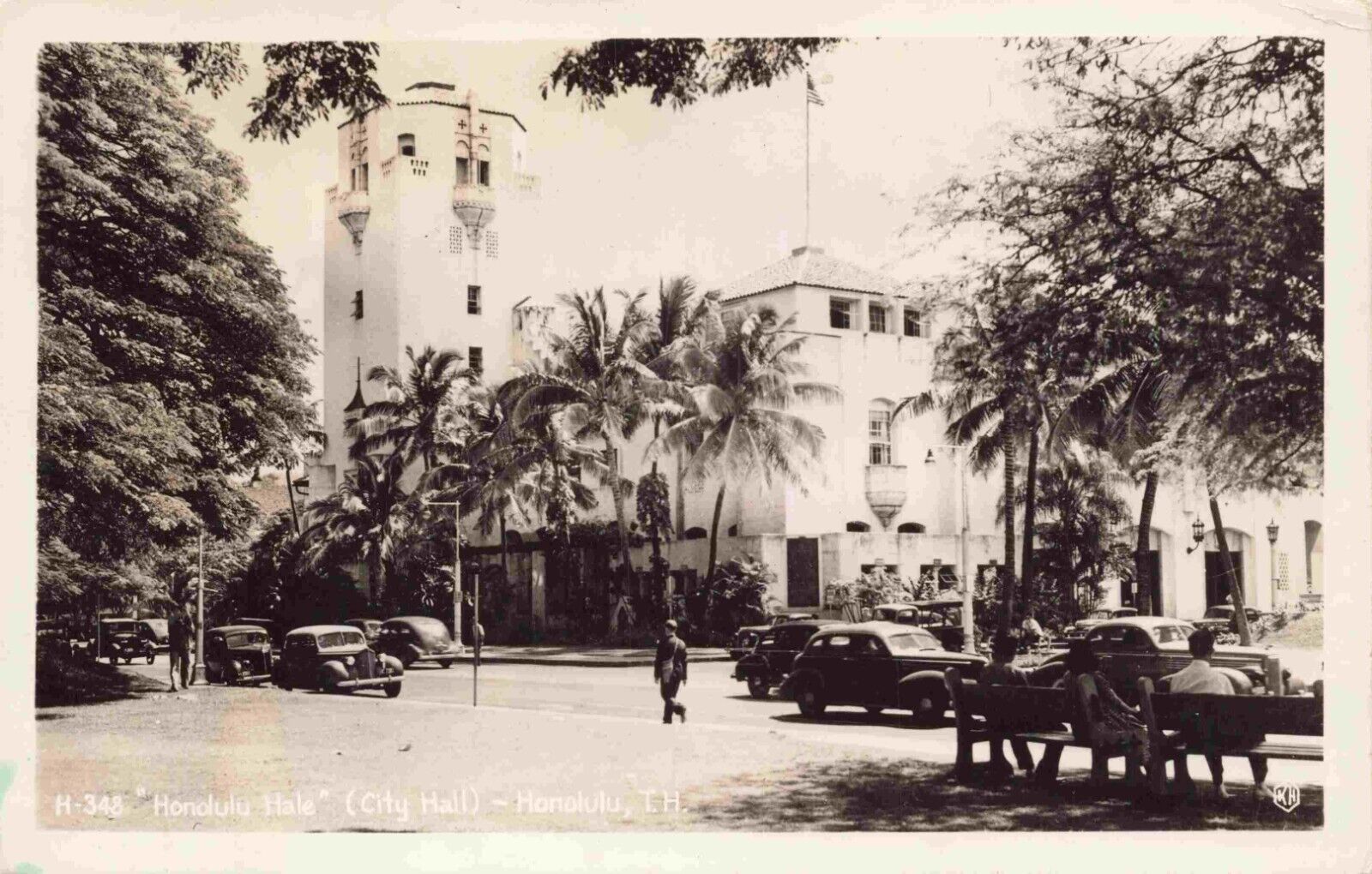 RPPC Honolulu Hale Hawaii City Hall Old Cars Territory c1953 HI Photo Postcard