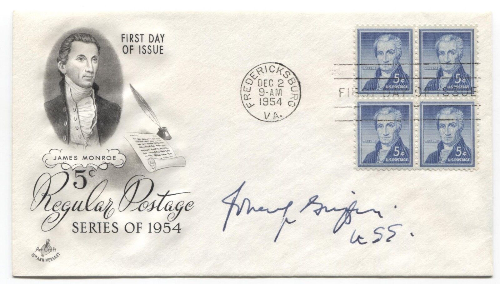 Robert P. Griffin Signed First Day Cover Photo Autographed Signature Politician 