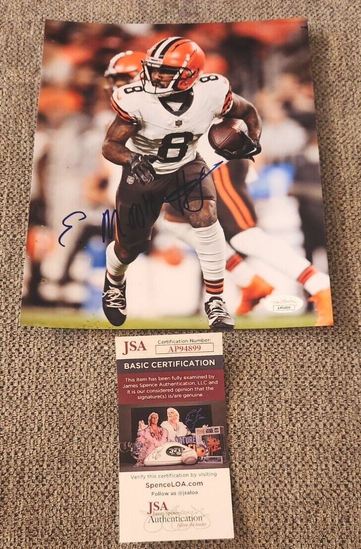 ELIJAH MOORE SIGNED 8X10 PHOTO CLEVELAND BROWNS WR JSA AUTHENTICATED #AP94899