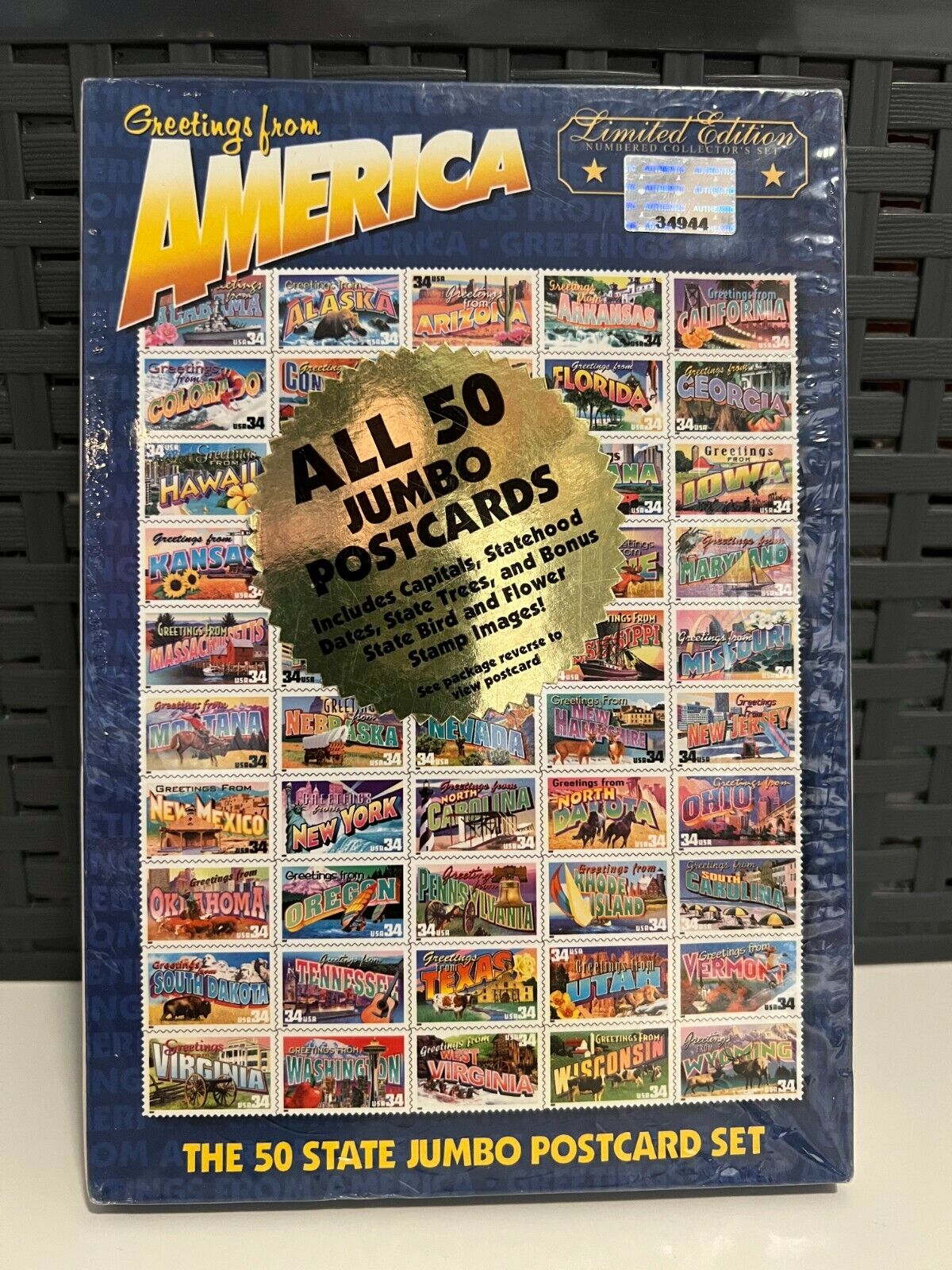 2002 USPS Greetings from America 50 State Jumbo postcard set Limited Edition