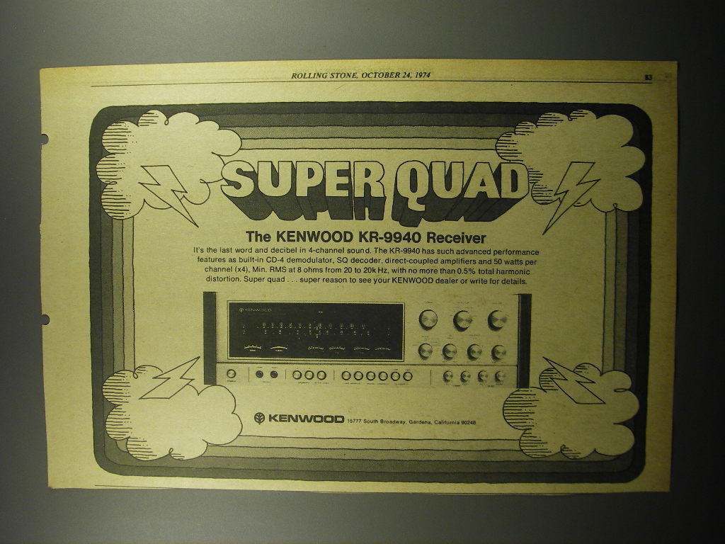 1974 Kenwood KR-9940 Receiver Ad - Super Quad