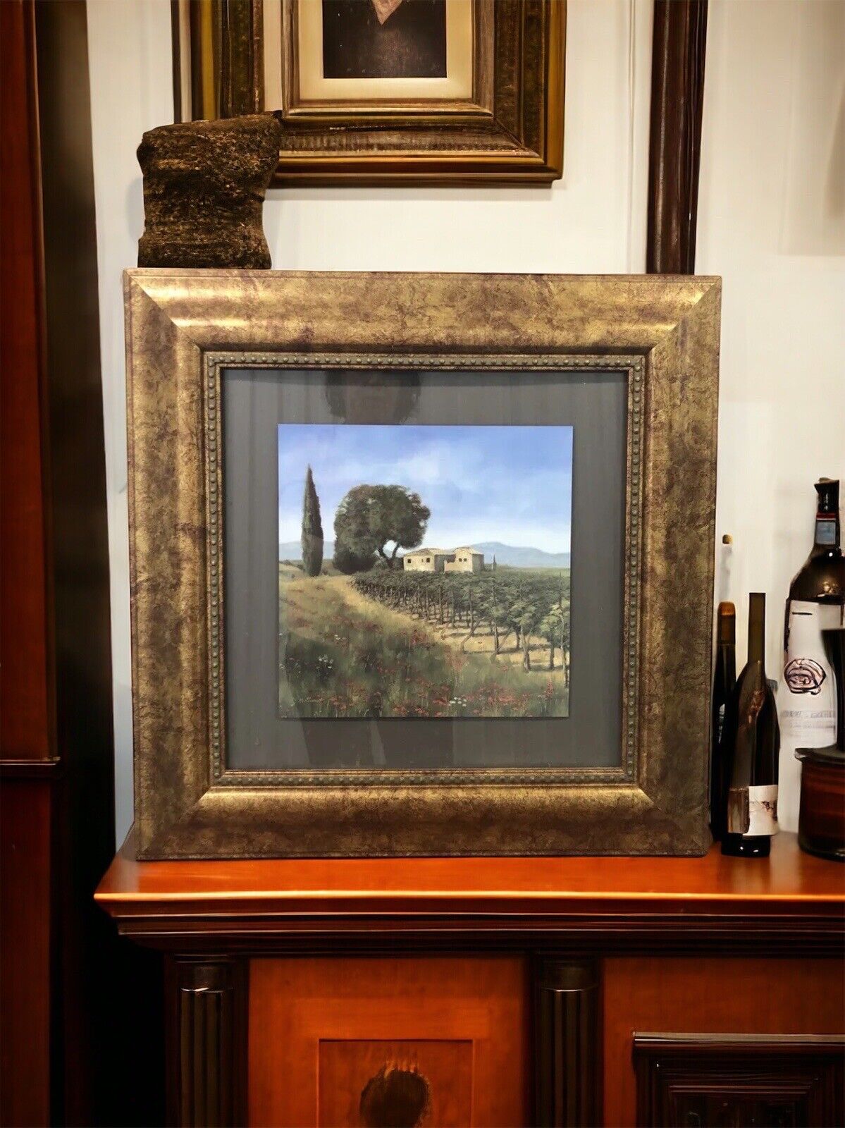 Gorgeous Italian Landscape Print Framed In 20” X 20” Gold Tone Frame ￼