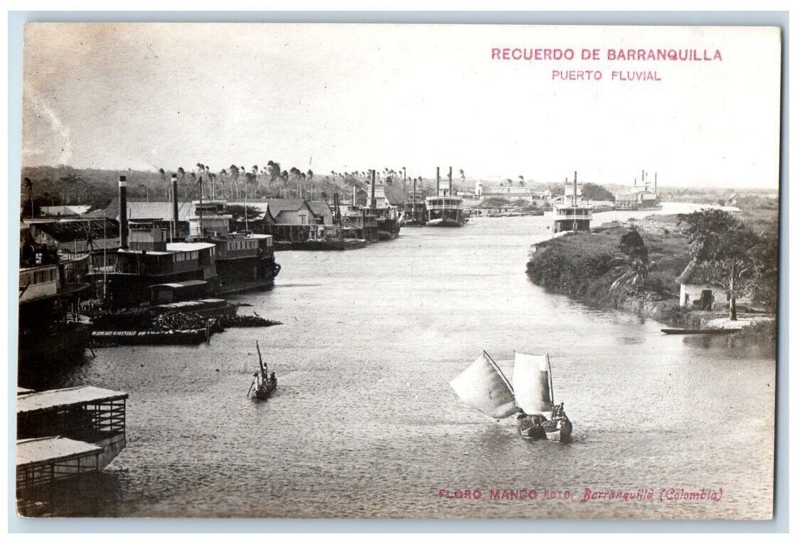c1920\'s Port City Steamship View Barranquilla Colombia RPPC Photo Postcard