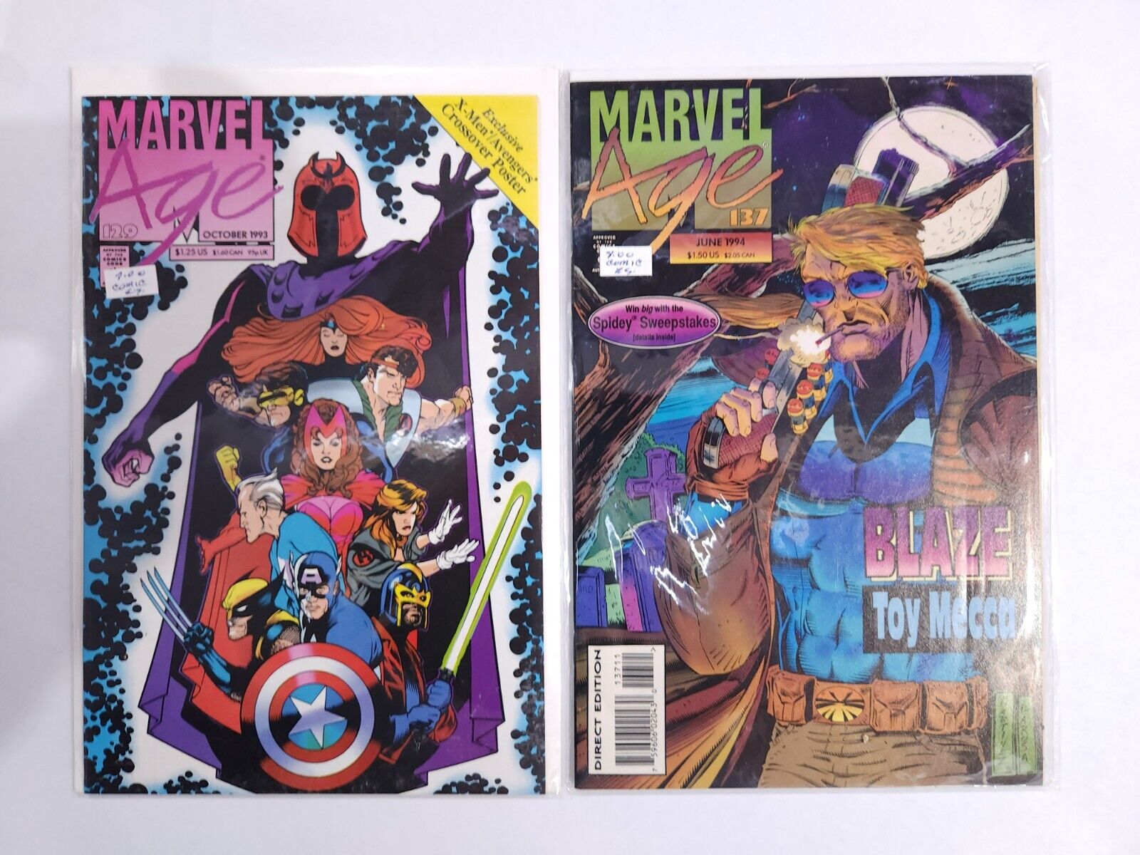 MARVEL AGE #129 1993 ADAM HUGHES COVER W/Poster Included + 137 Lot Comic Book