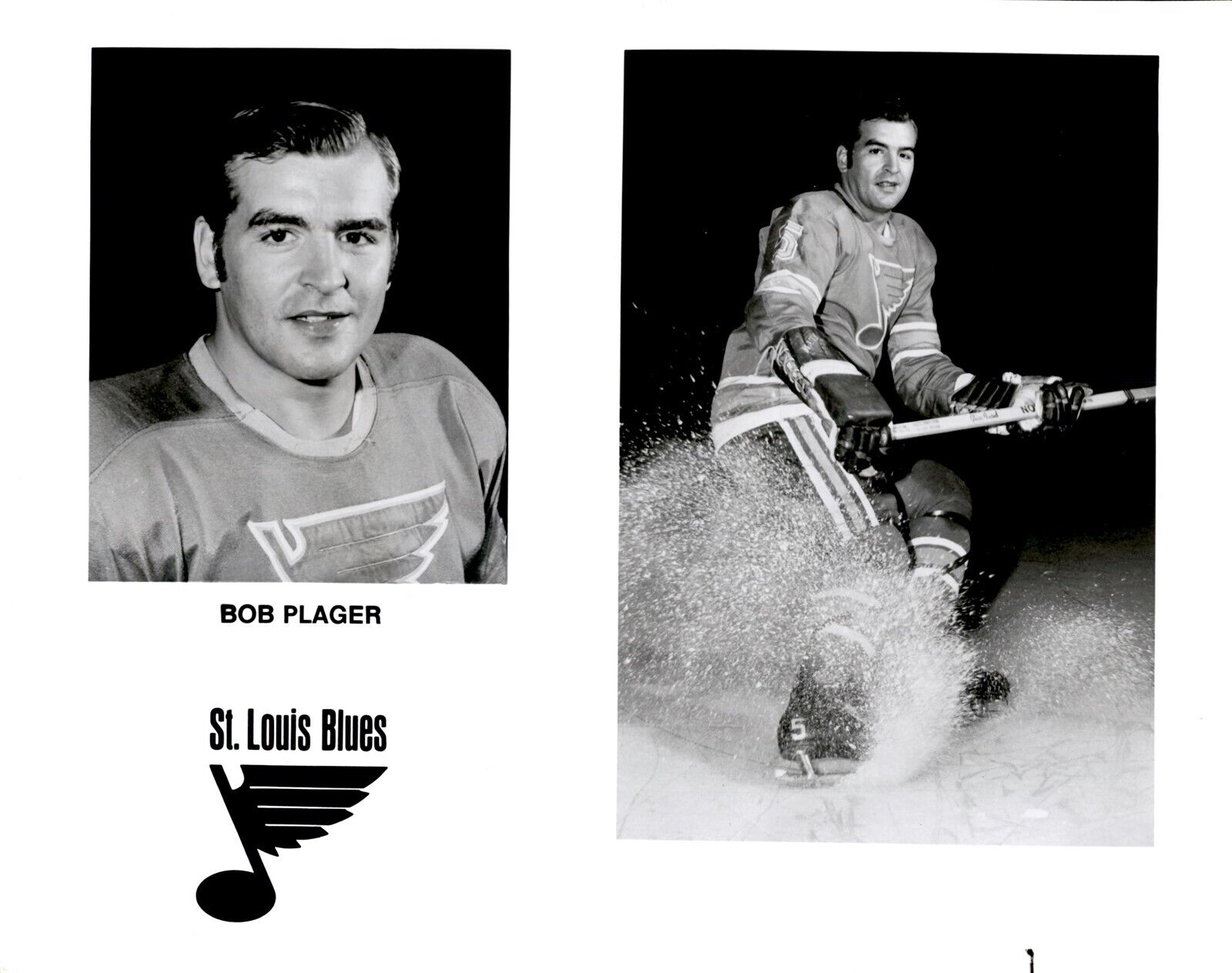 PF7 Original Photo BOB PLAGER 1967-78 ST LOUIS BLUES CLASSIC NHL HOCKEY DEFENSE