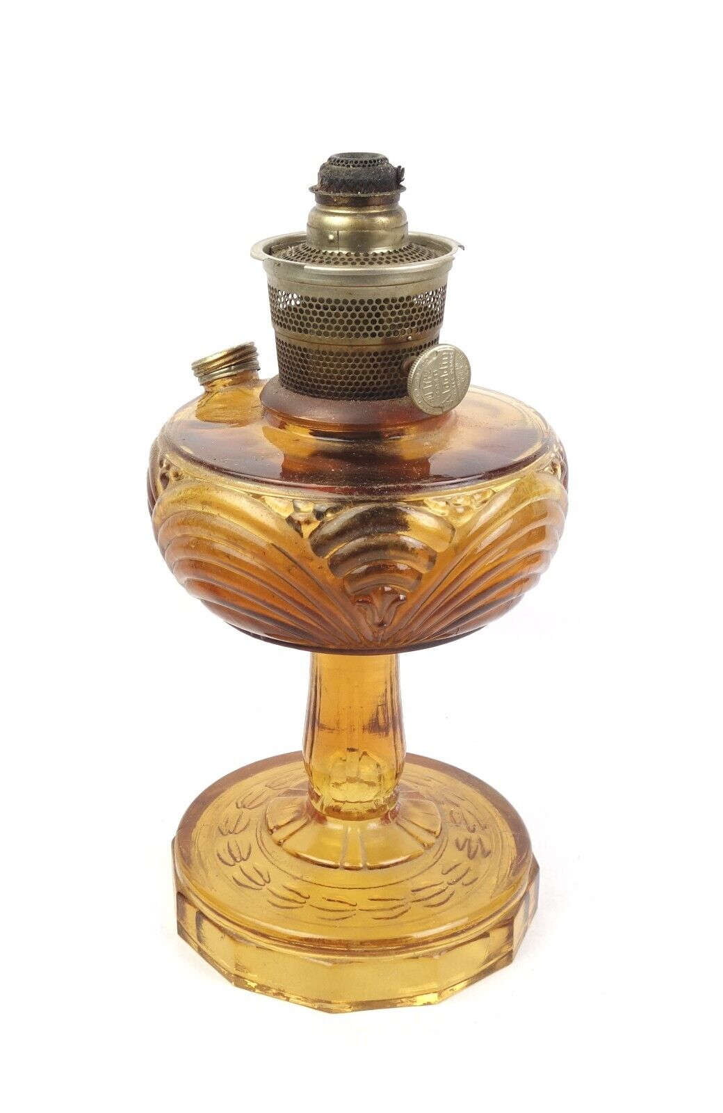 VTG Aladdin Amber Pressed Glass Washington Drape Lamp Glow Nu Type Model B