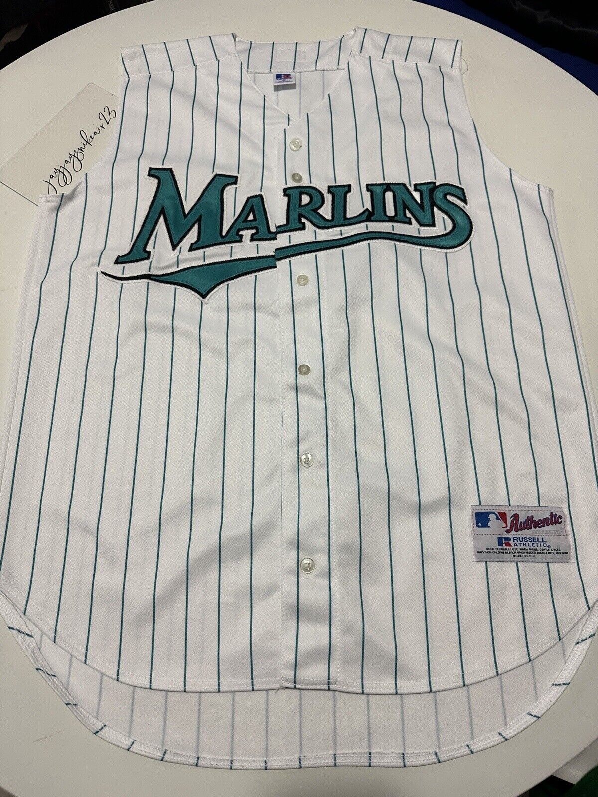 Russell Florida Marlins Blank Vest Jersey size 40 Medium (fits closer to large)